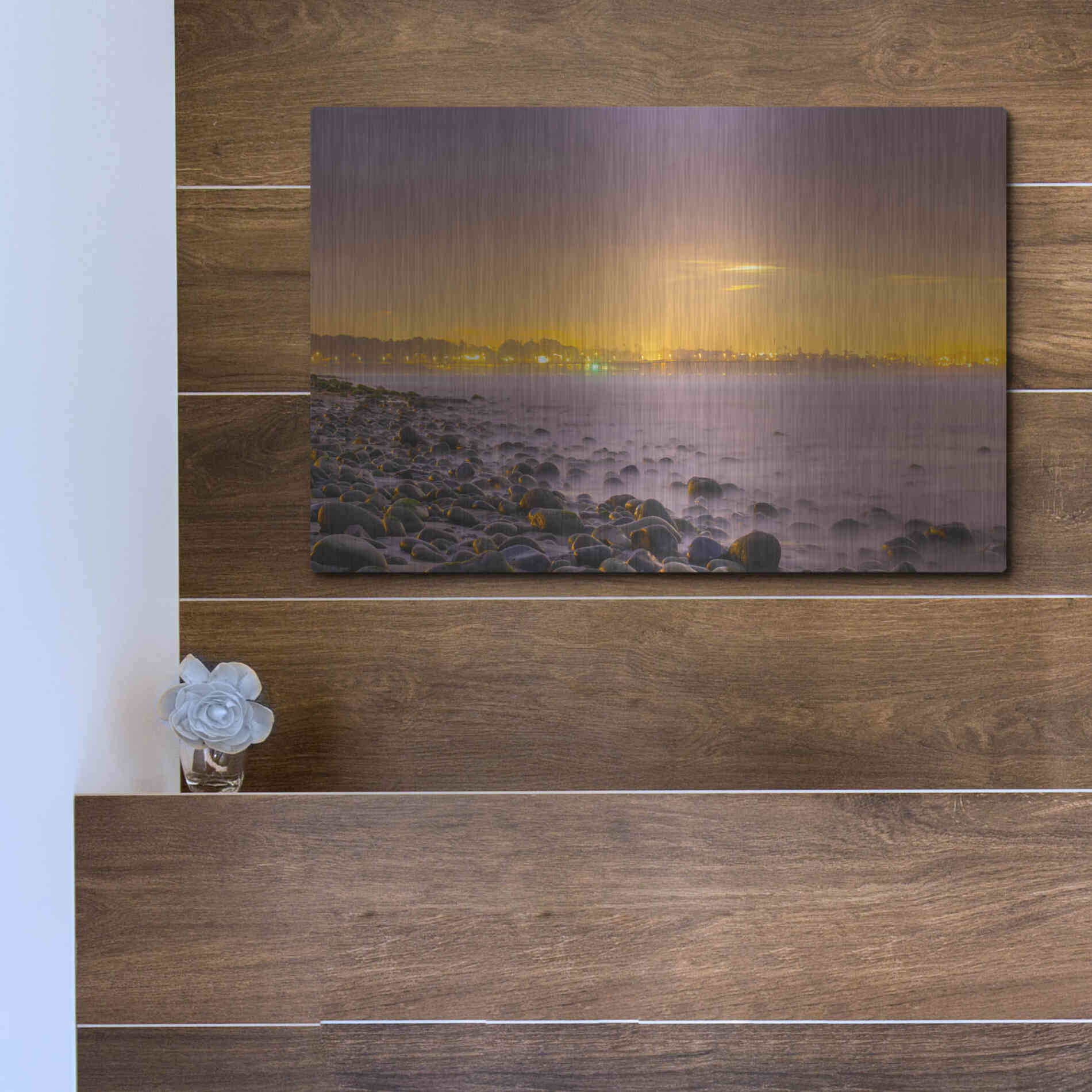Luxe Metal Art 'Sunrise At Surfer's Point' by Chris Moyer, Metal Wall Art,16x12