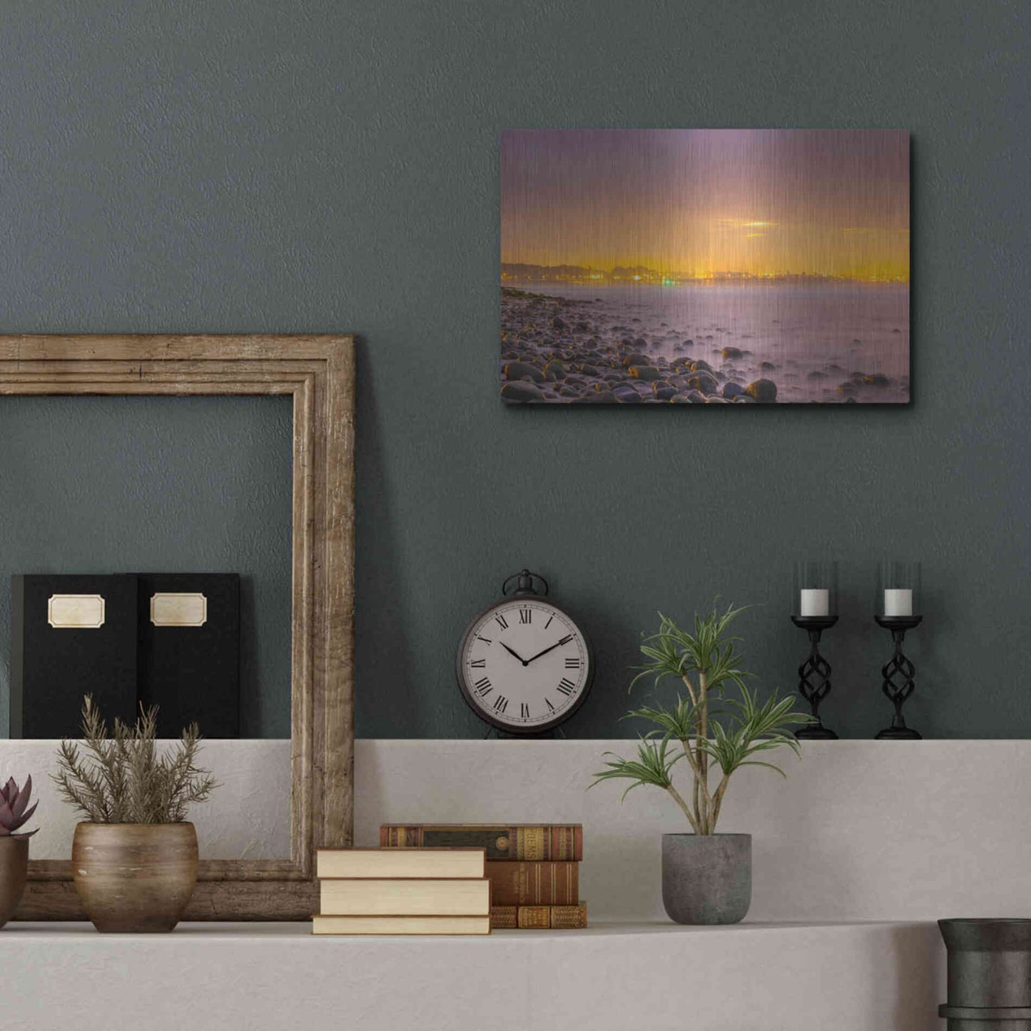Luxe Metal Art 'Sunrise At Surfer's Point' by Chris Moyer, Metal Wall Art,16x12