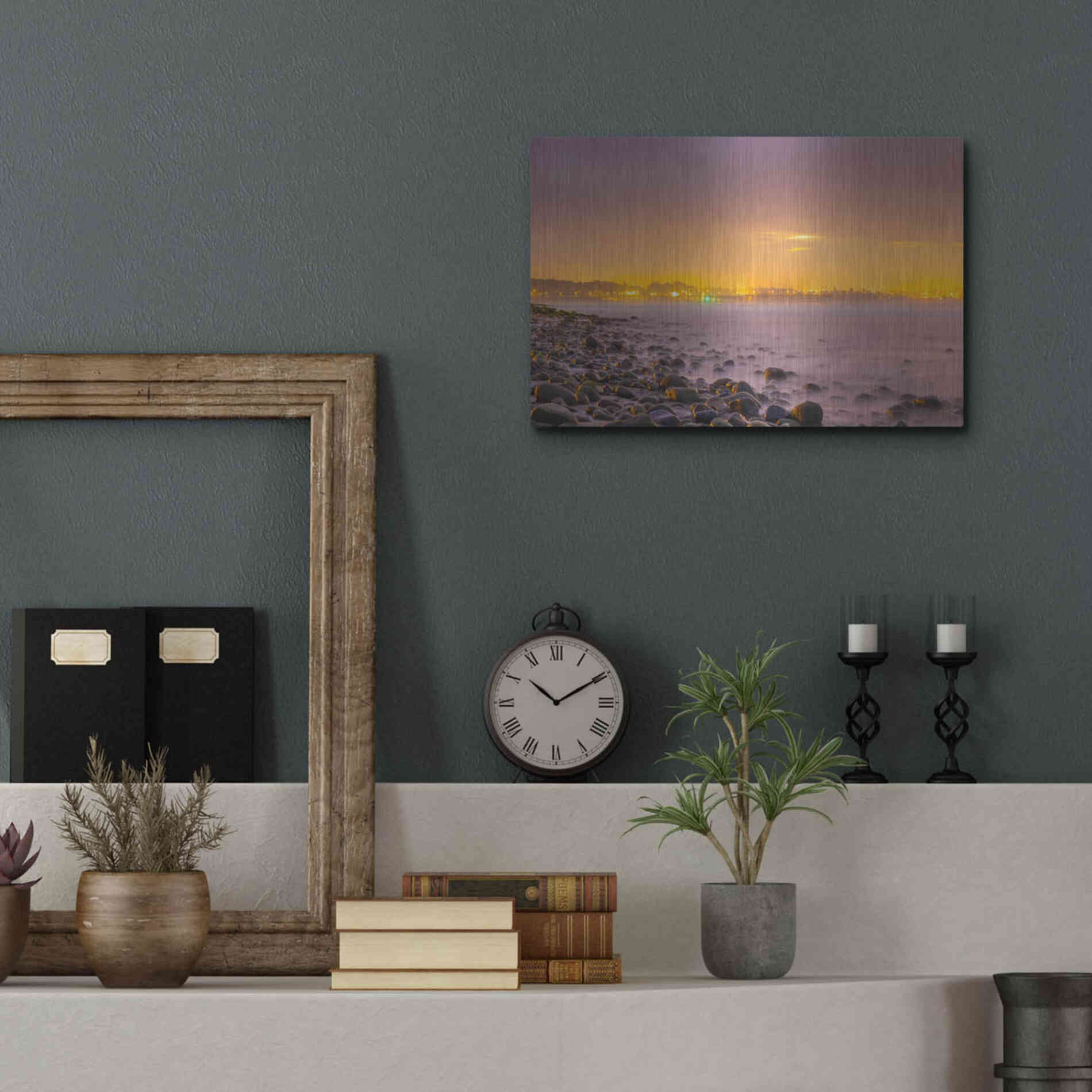Luxe Metal Art 'Sunrise At Surfer's Point' by Chris Moyer, Metal Wall Art,16x12