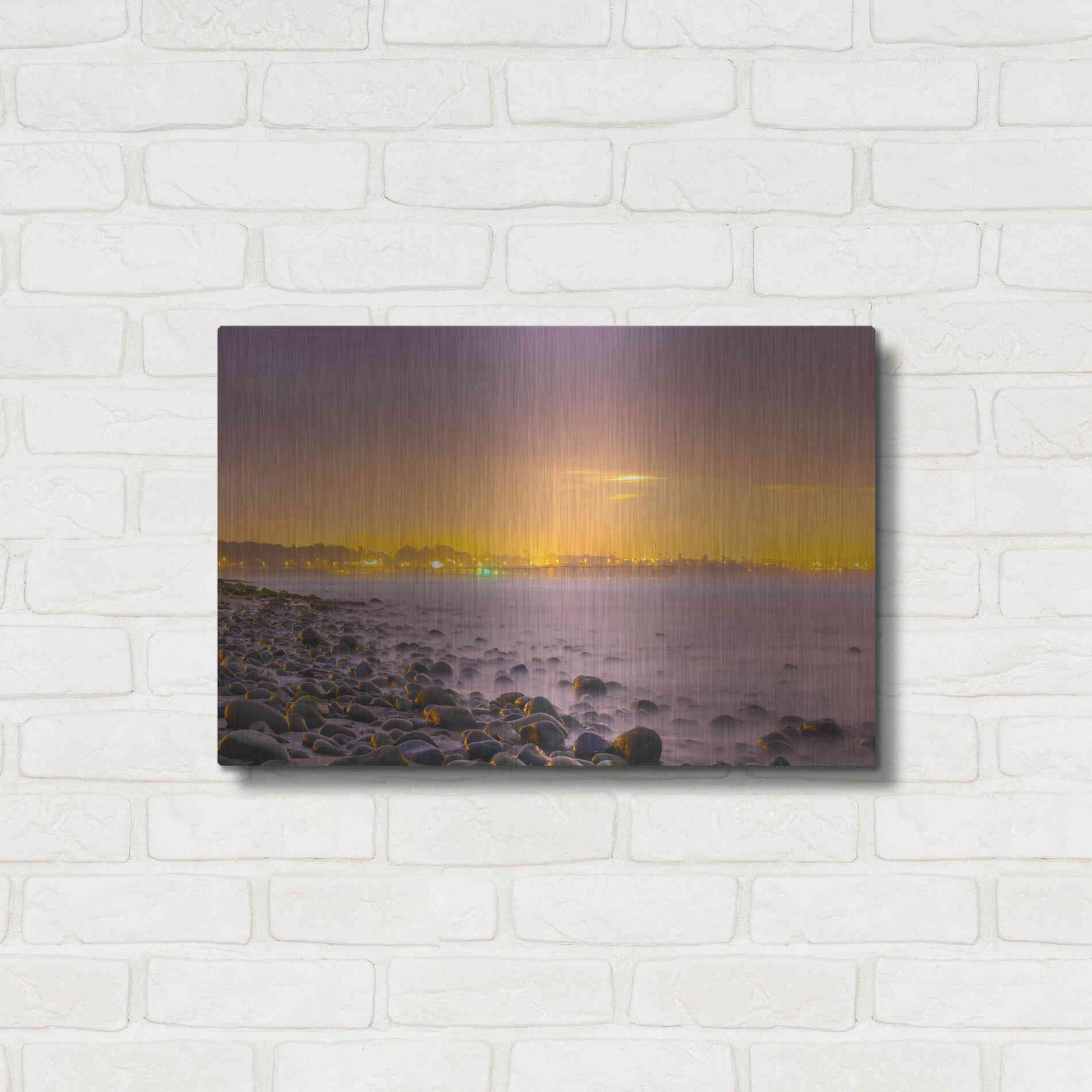 Luxe Metal Art 'Sunrise At Surfer's Point' by Chris Moyer, Metal Wall Art,24x16