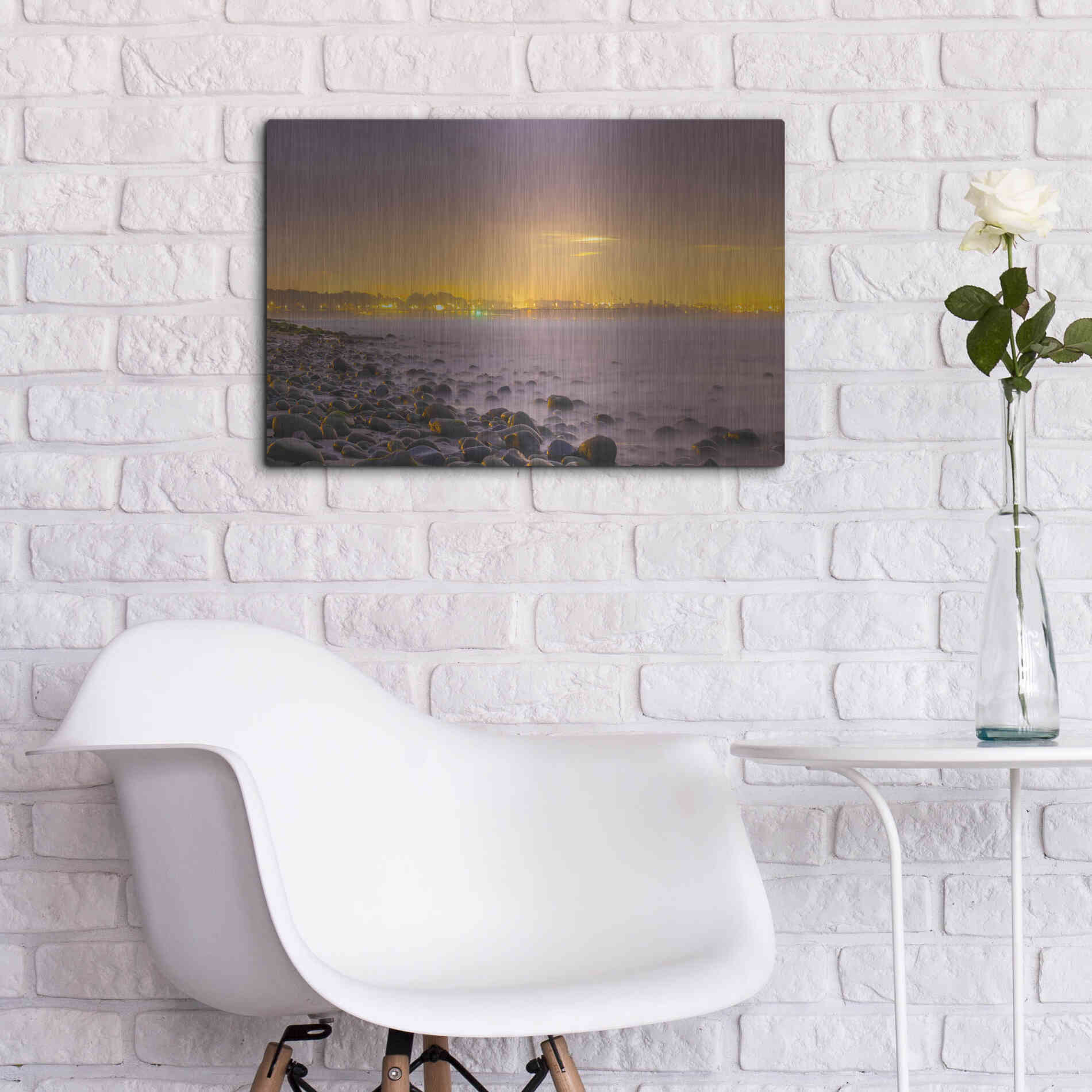 Luxe Metal Art 'Sunrise At Surfer's Point' by Chris Moyer, Metal Wall Art,24x16