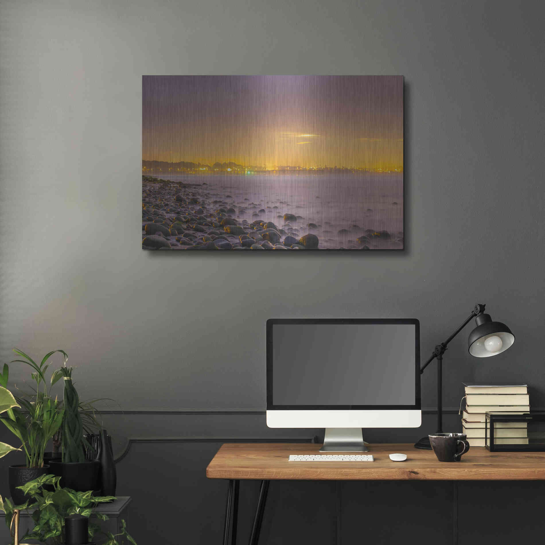 Luxe Metal Art 'Sunrise At Surfer's Point' by Chris Moyer, Metal Wall Art,36x24