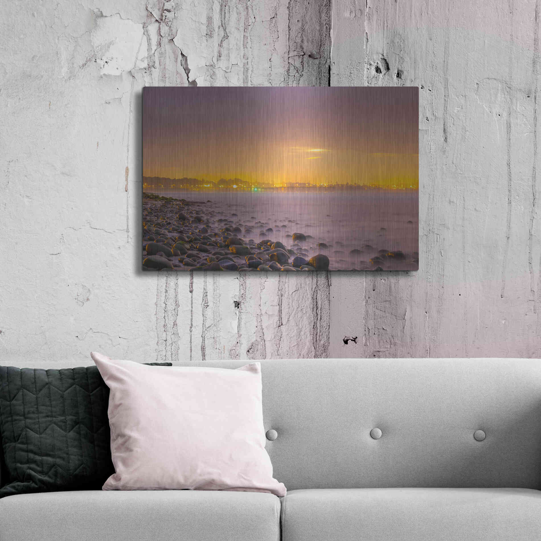 Luxe Metal Art 'Sunrise At Surfer's Point' by Chris Moyer, Metal Wall Art,36x24