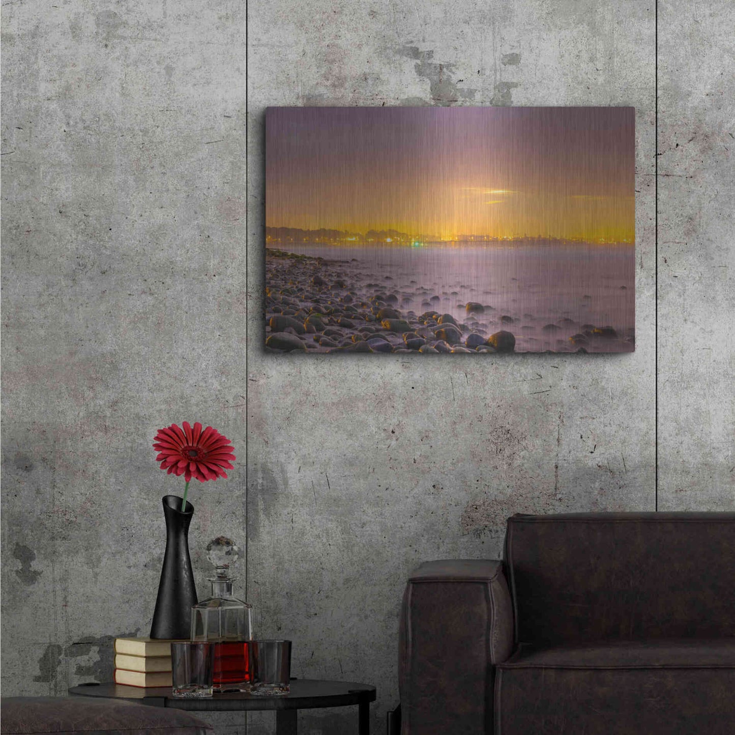 Luxe Metal Art 'Sunrise At Surfer's Point' by Chris Moyer, Metal Wall Art,36x24