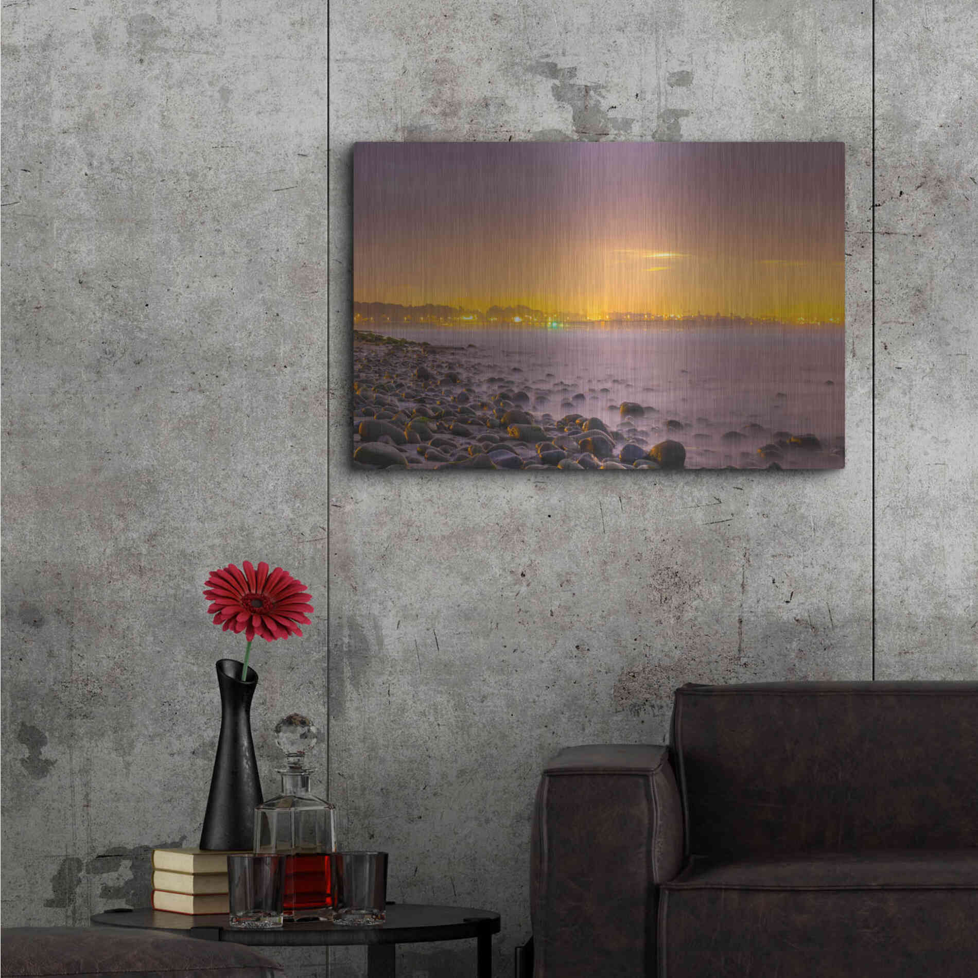 Luxe Metal Art 'Sunrise At Surfer's Point' by Chris Moyer, Metal Wall Art,36x24