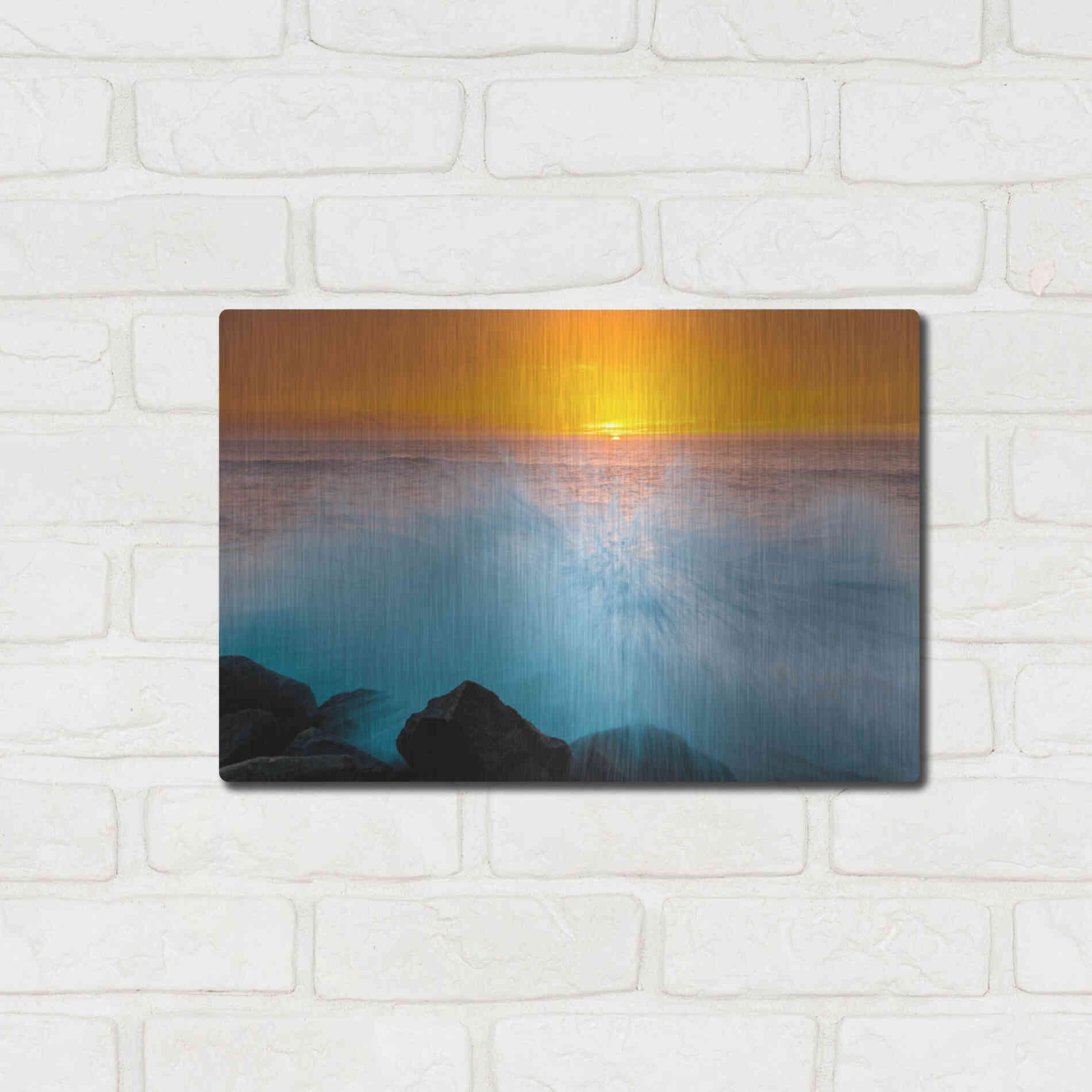 Luxe Metal Art 'Sunset Splash' by Chris Moyer, Metal Wall Art,16x12