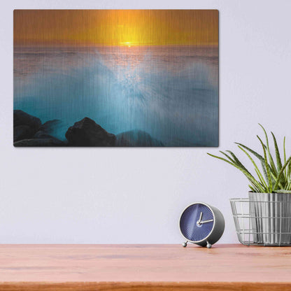 Luxe Metal Art 'Sunset Splash' by Chris Moyer, Metal Wall Art,16x12