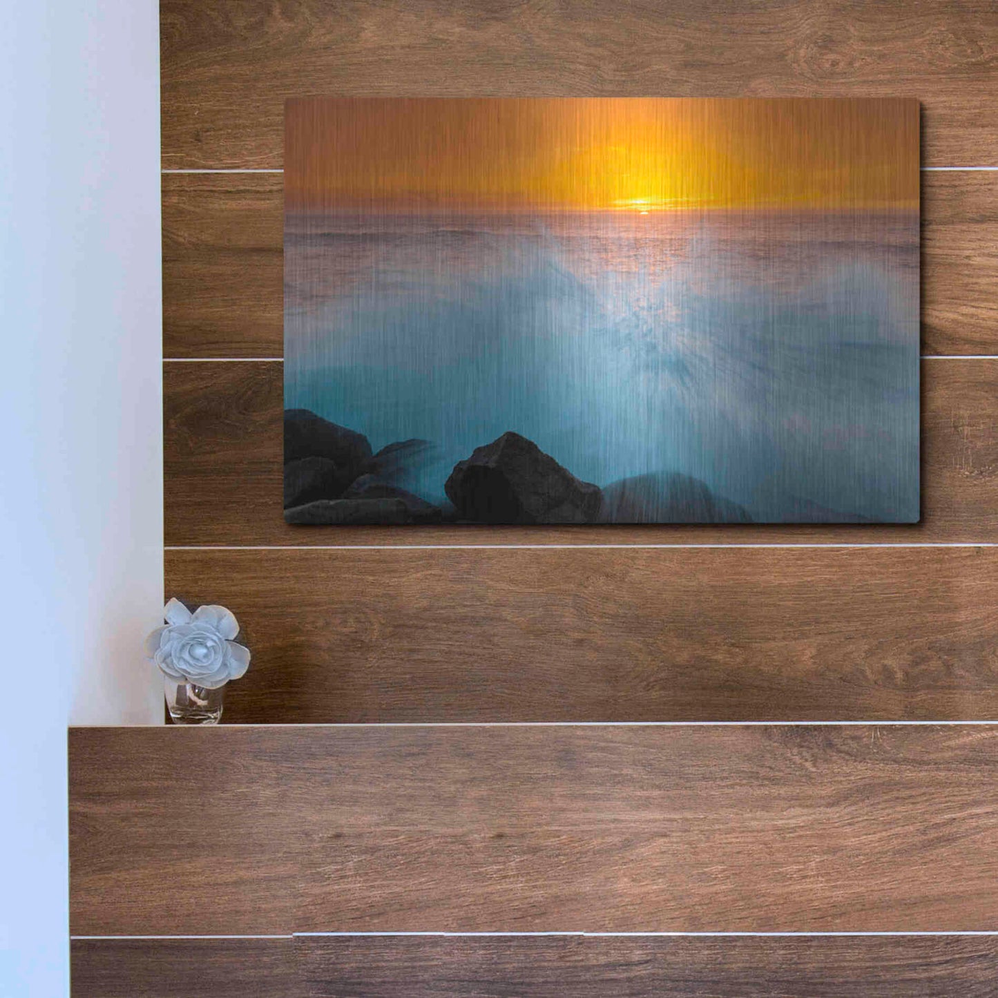Luxe Metal Art 'Sunset Splash' by Chris Moyer, Metal Wall Art,16x12