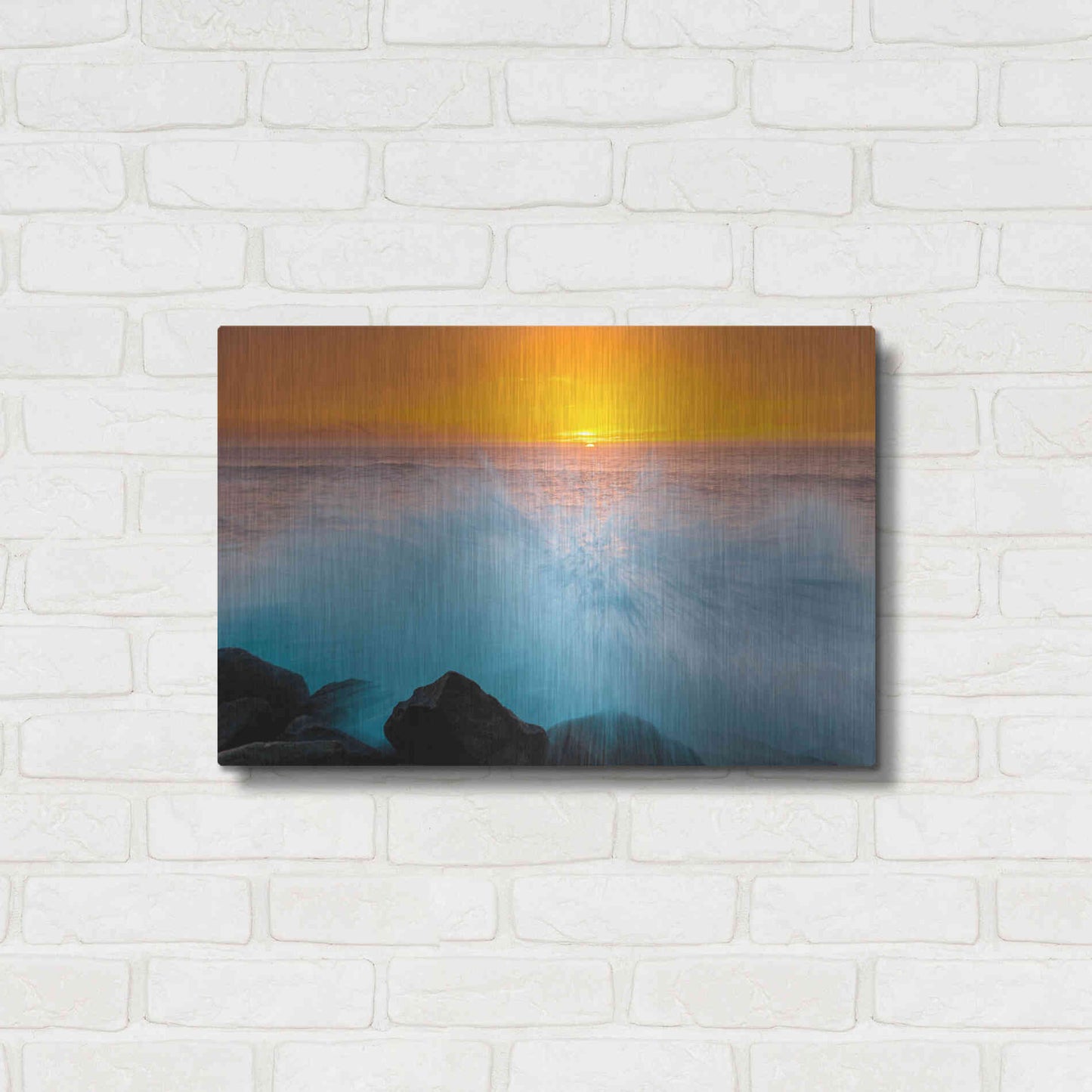 Luxe Metal Art 'Sunset Splash' by Chris Moyer, Metal Wall Art,24x16