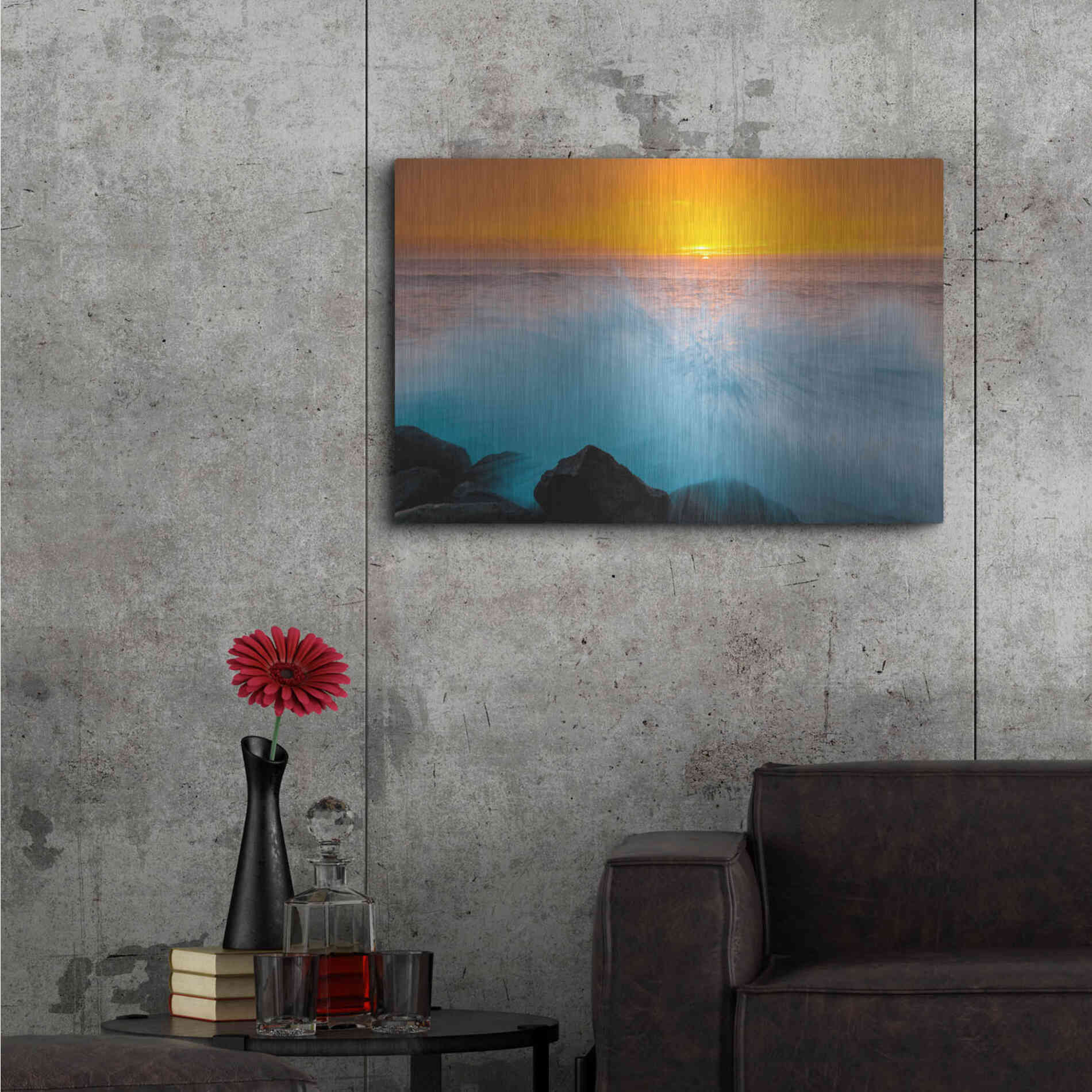Luxe Metal Art 'Sunset Splash' by Chris Moyer, Metal Wall Art,36x24