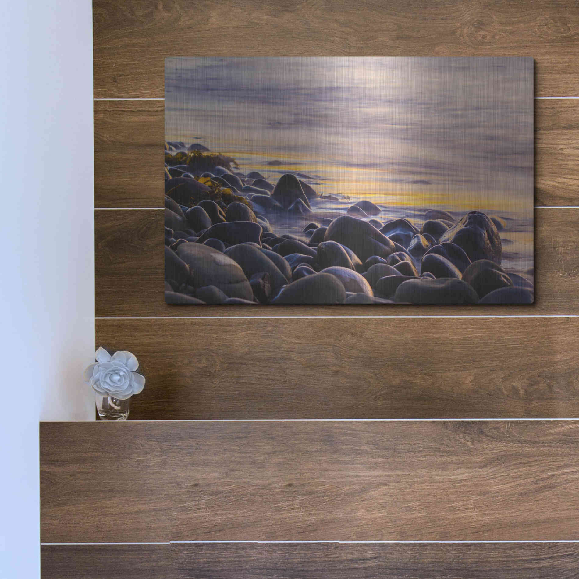 Luxe Metal Art 'Wet Rock Reflections' by Chris Moyer, Metal Wall Art,16x12