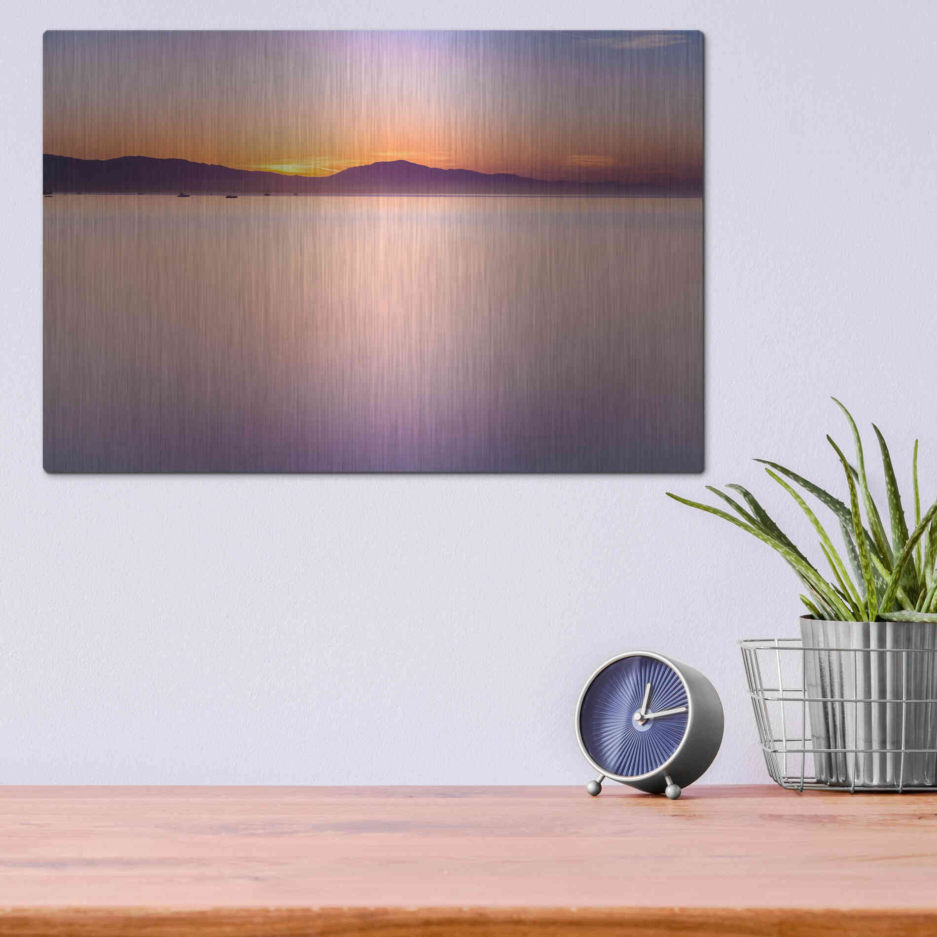 Luxe Metal Art 'Simple Sunrise' by Chris Moyer, Metal Wall Art,16x12