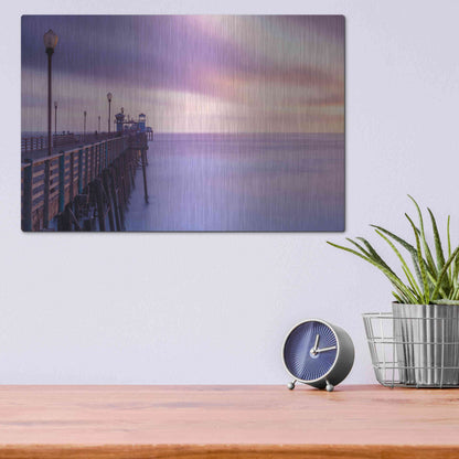 Luxe Metal Art 'Dusk at the Oceanside Pier' by Chris Moyer, Metal Wall Art,16x12