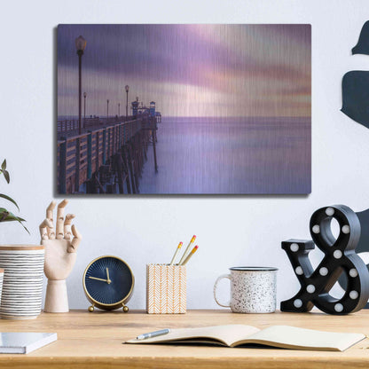 Luxe Metal Art 'Dusk at the Oceanside Pier' by Chris Moyer, Metal Wall Art,16x12