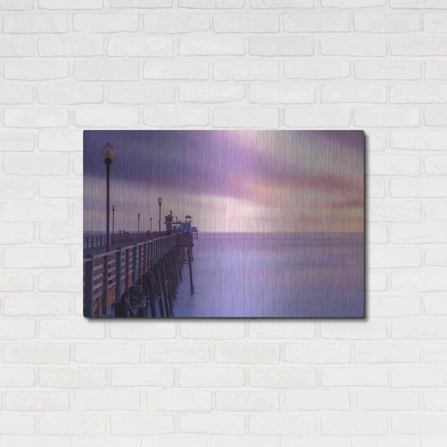 Luxe Metal Art 'Dusk at the Oceanside Pier' by Chris Moyer, Metal Wall Art,36x24