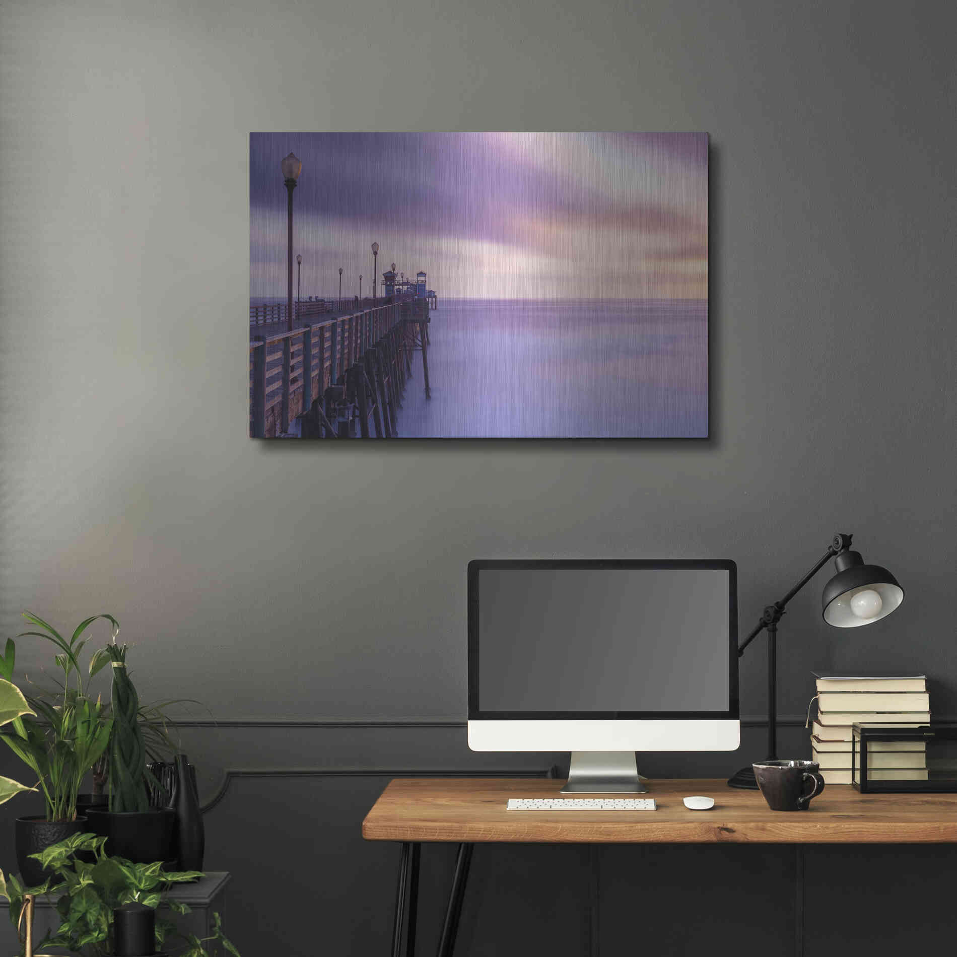 Luxe Metal Art 'Dusk at the Oceanside Pier' by Chris Moyer, Metal Wall Art,36x24