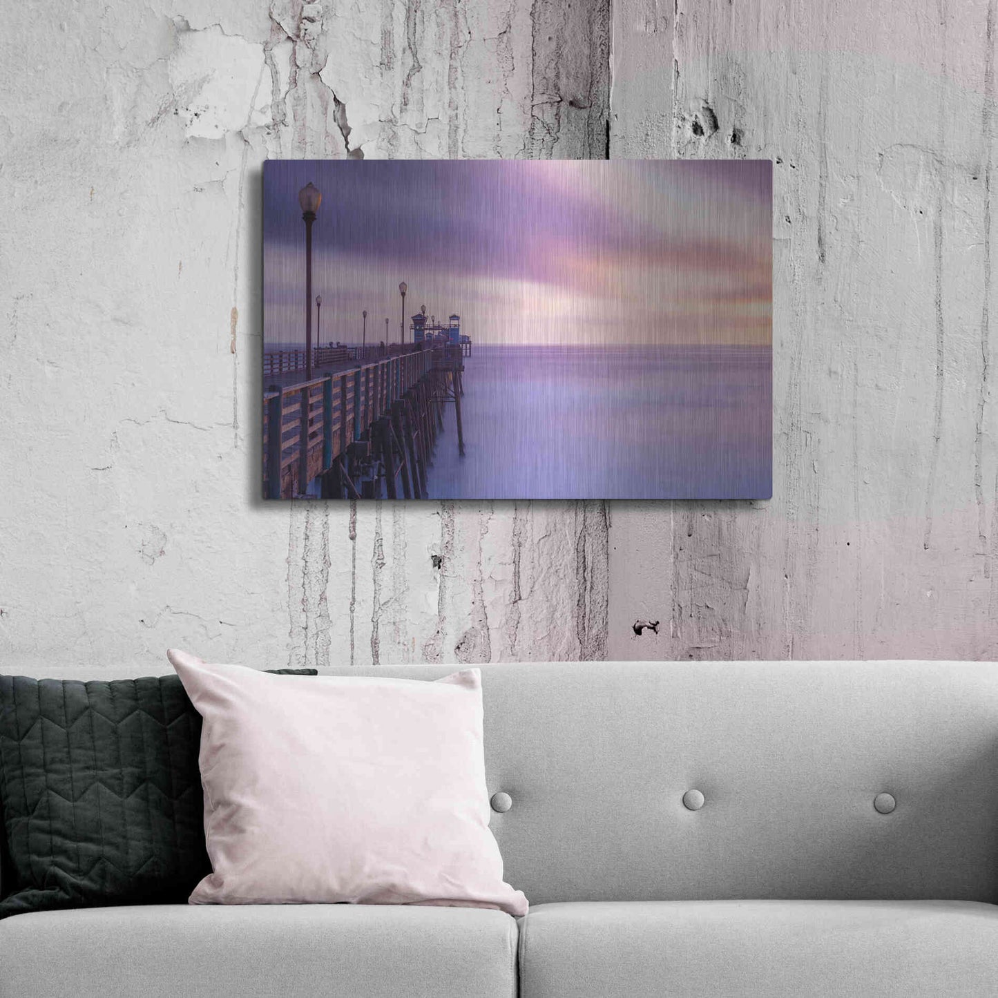 Luxe Metal Art 'Dusk at the Oceanside Pier' by Chris Moyer, Metal Wall Art,36x24