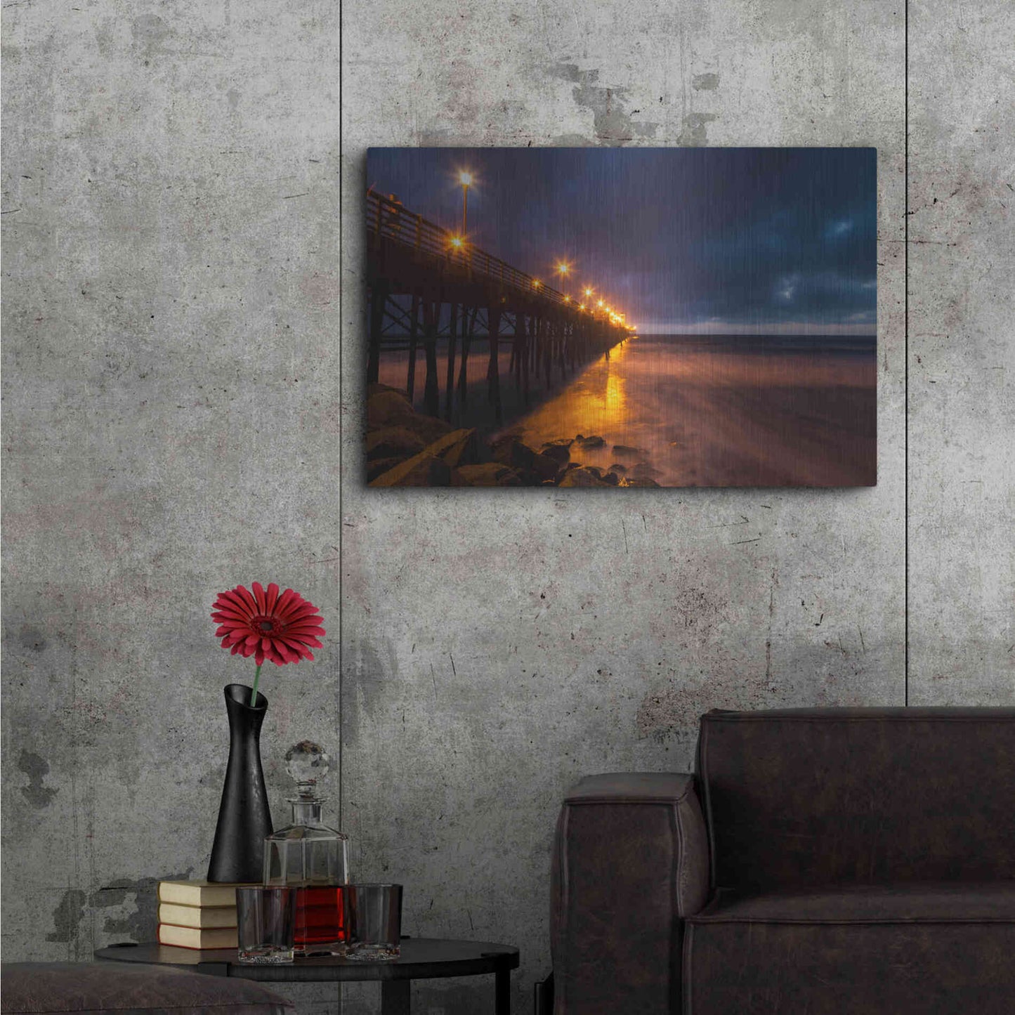 Luxe Metal Art 'Night Side' by Chris Moyer, Metal Wall Art,36x24