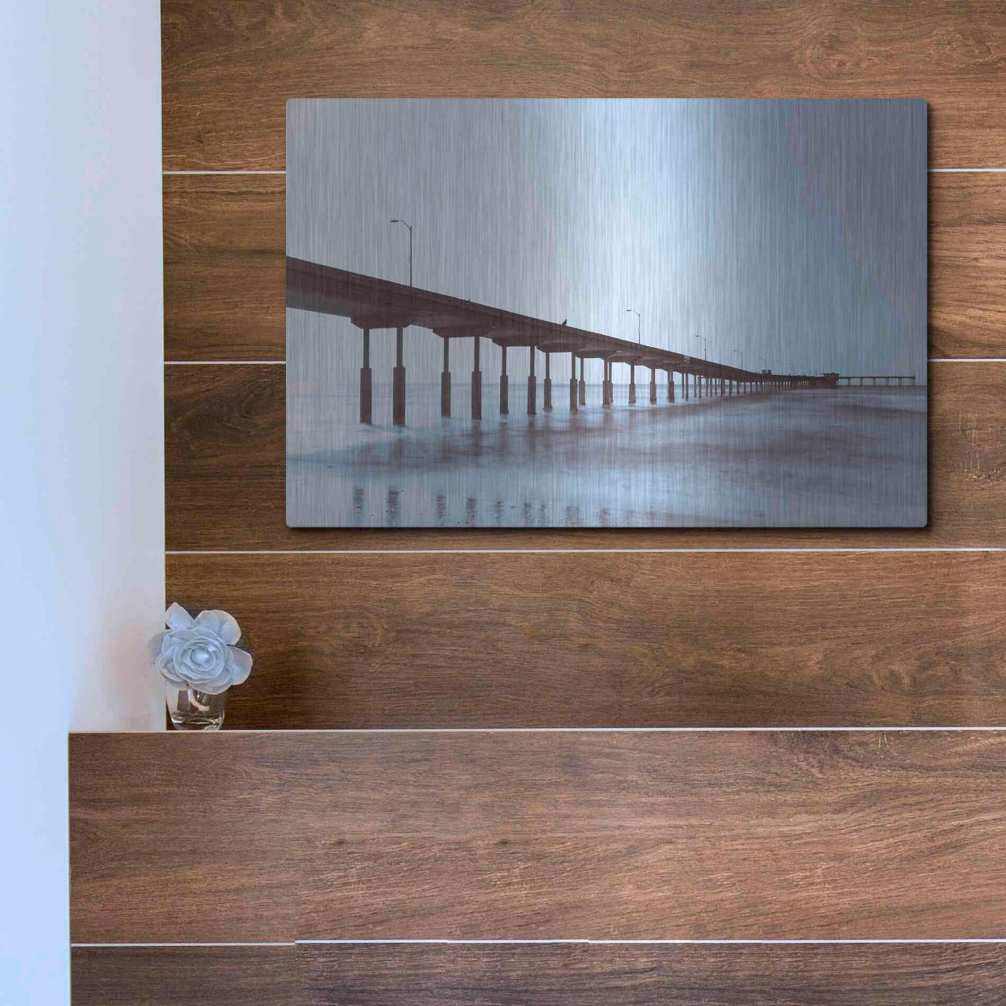 Luxe Metal Art 'Pier Tone' by Chris Moyer, Metal Wall Art,16x12