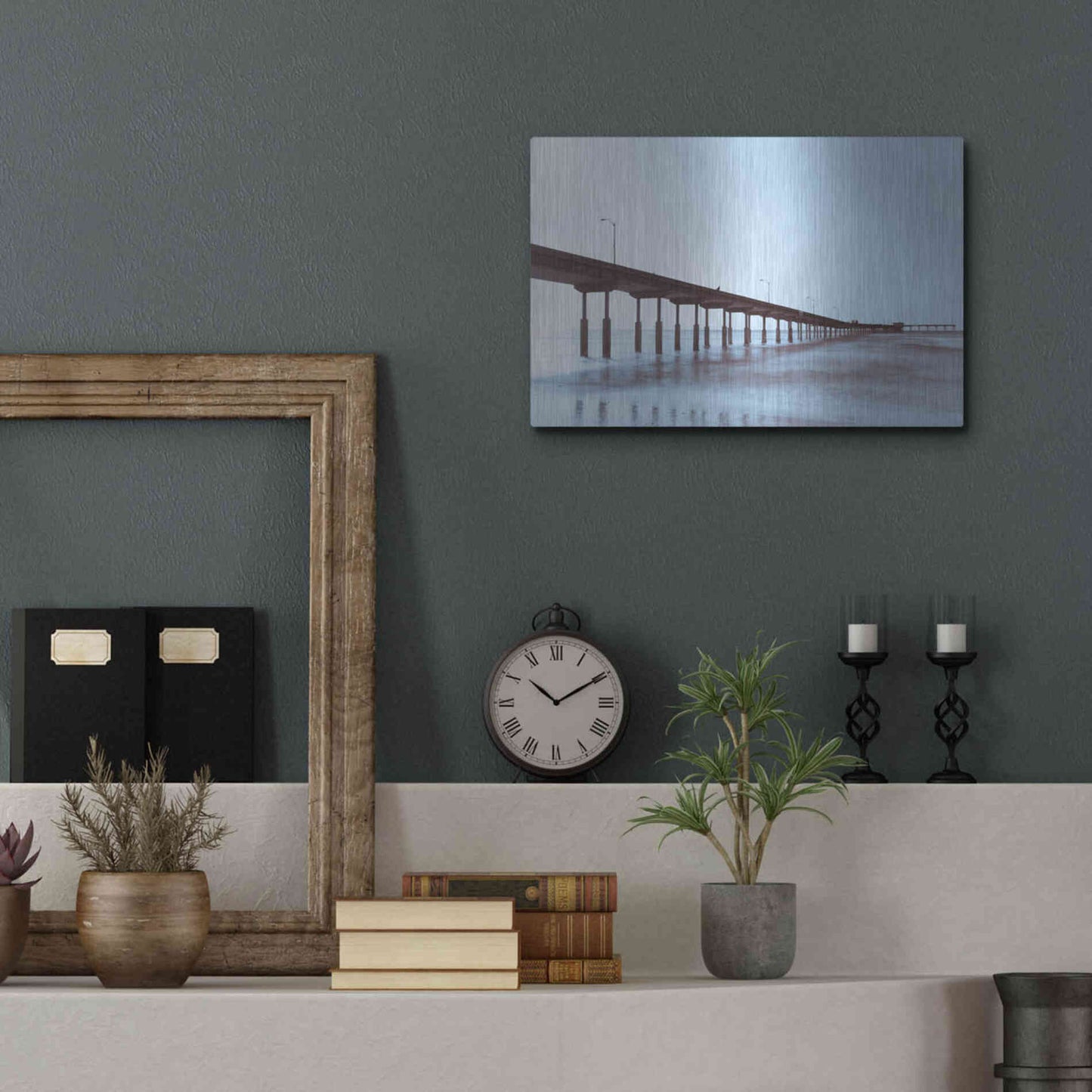 Luxe Metal Art 'Pier Tone' by Chris Moyer, Metal Wall Art,16x12