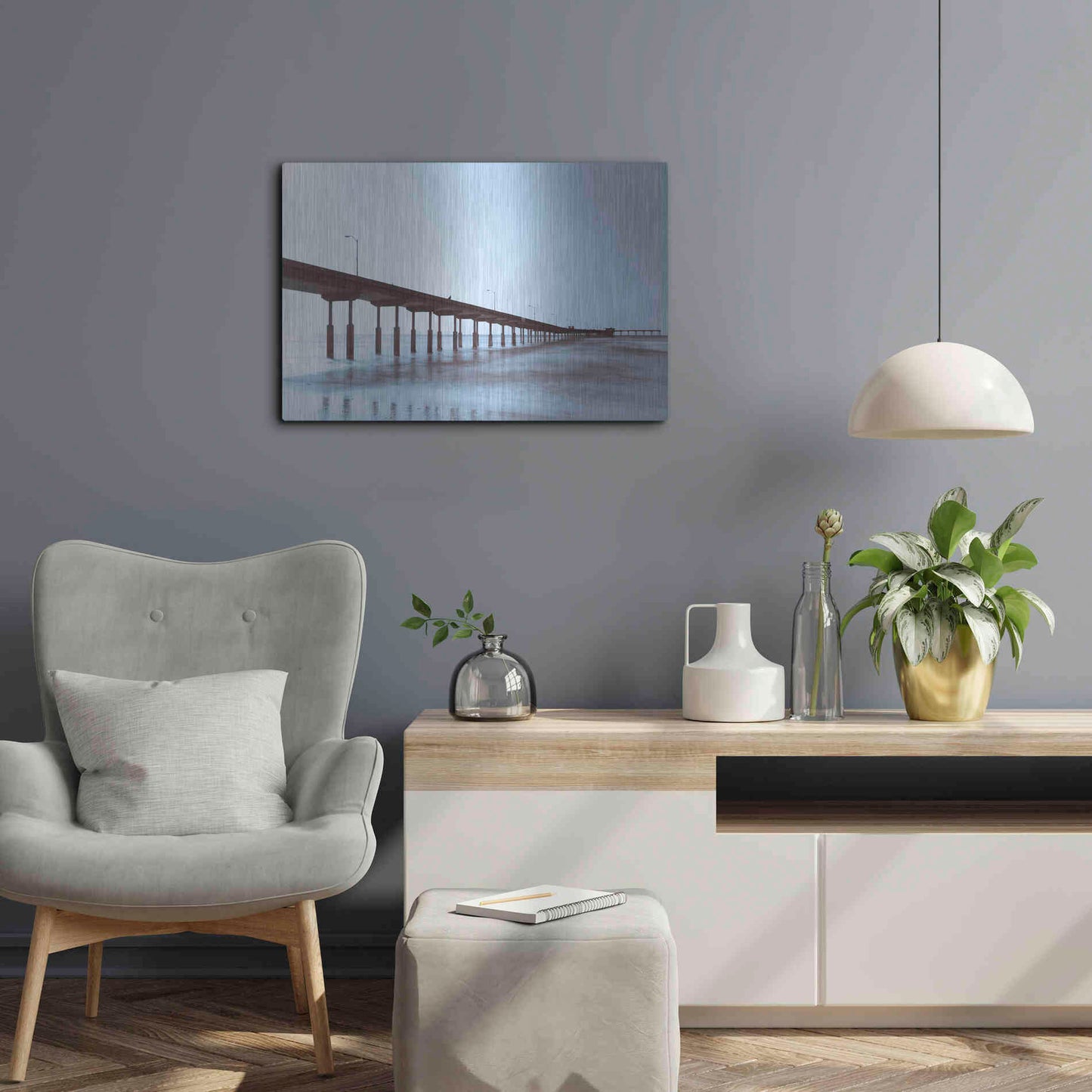 Luxe Metal Art 'Pier Tone' by Chris Moyer, Metal Wall Art,24x16