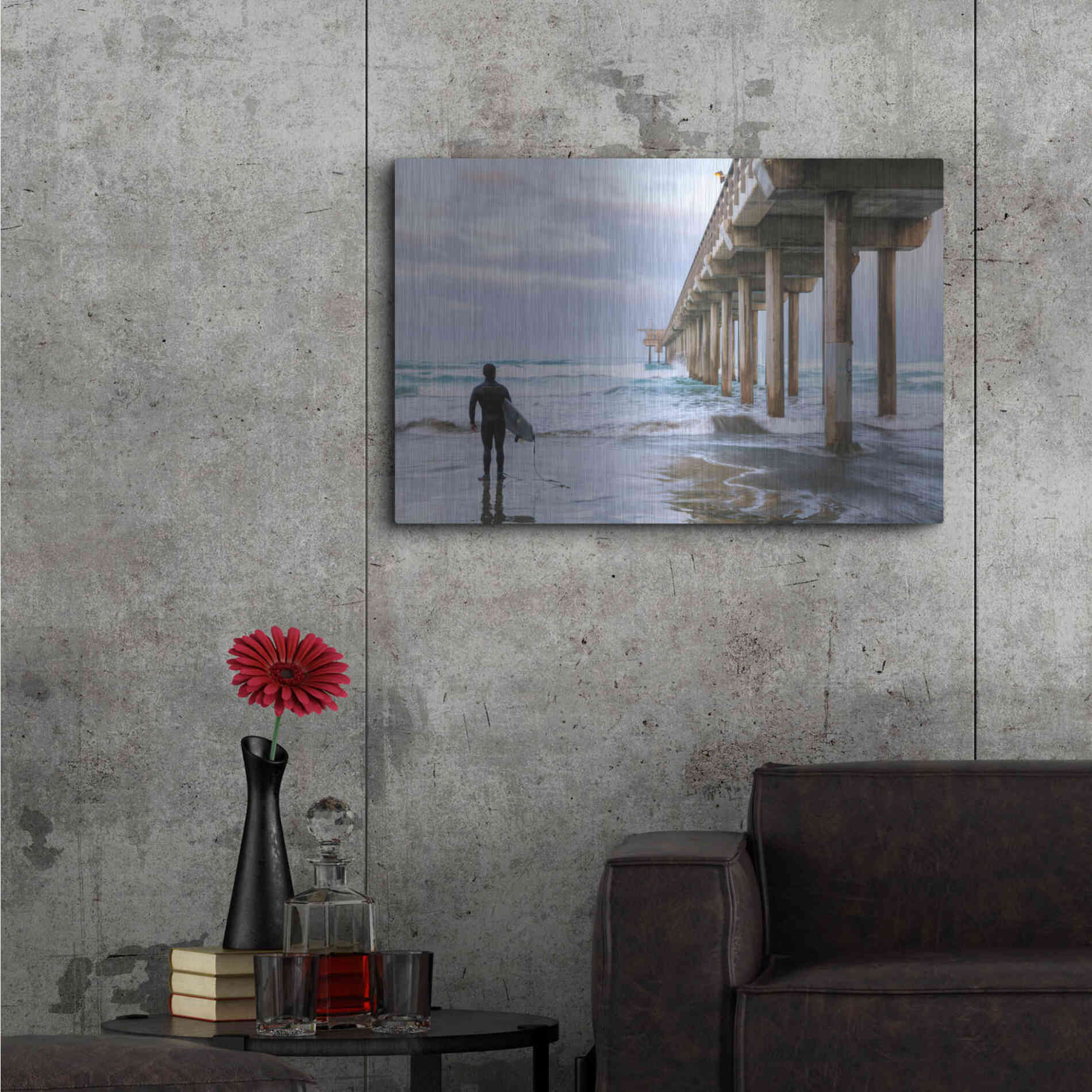 Luxe Metal Art 'Sizing Up the Surf' by Chris Moyer, Metal Wall Art,36x24