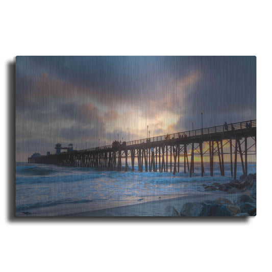 Luxe Metal Art 'Sunset Through Oceanside Pier' by Chris Moyer, Metal Wall Art