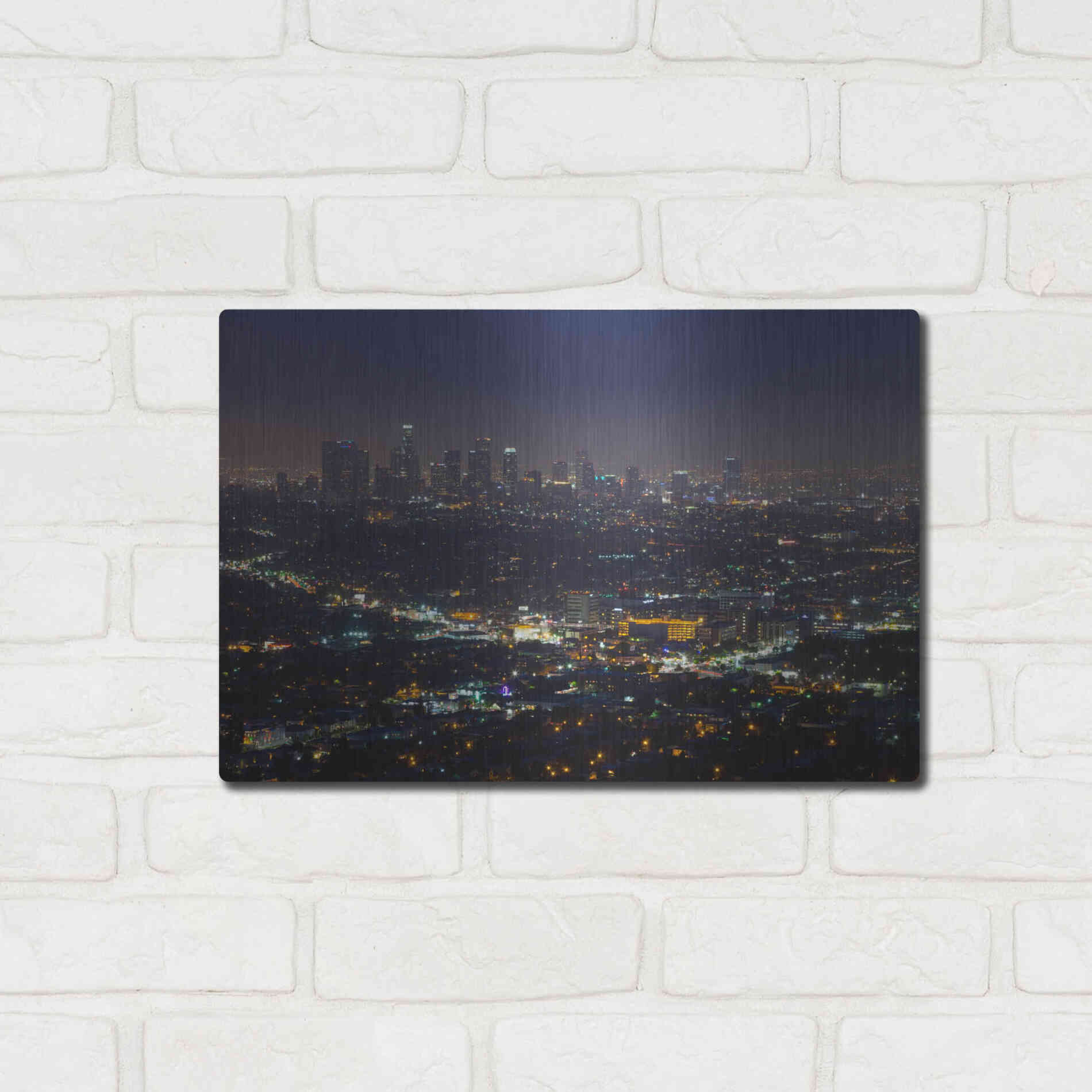 Luxe Metal Art 'LA Skyline' by Chris Moyer, Metal Wall Art,16x12