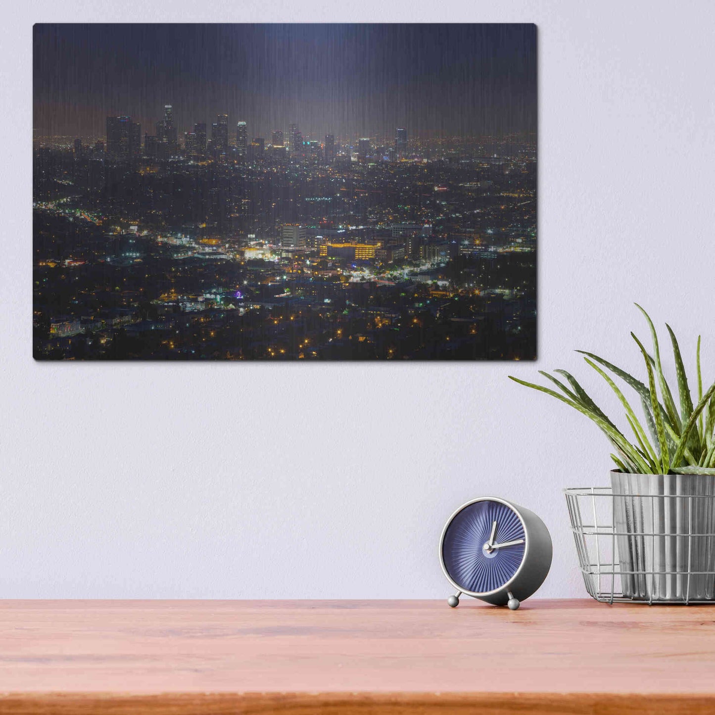 Luxe Metal Art 'LA Skyline' by Chris Moyer, Metal Wall Art,16x12