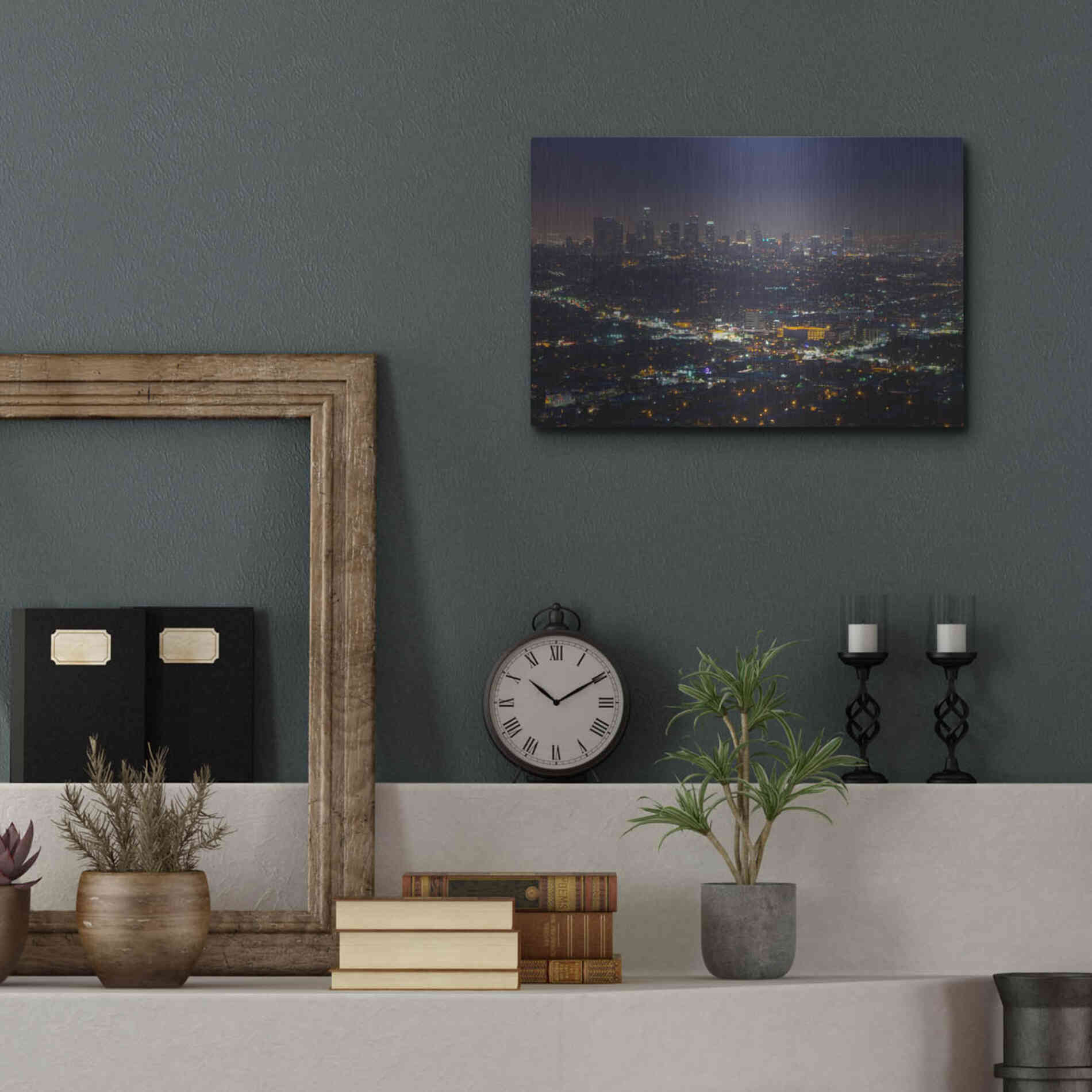 Luxe Metal Art 'LA Skyline' by Chris Moyer, Metal Wall Art,16x12