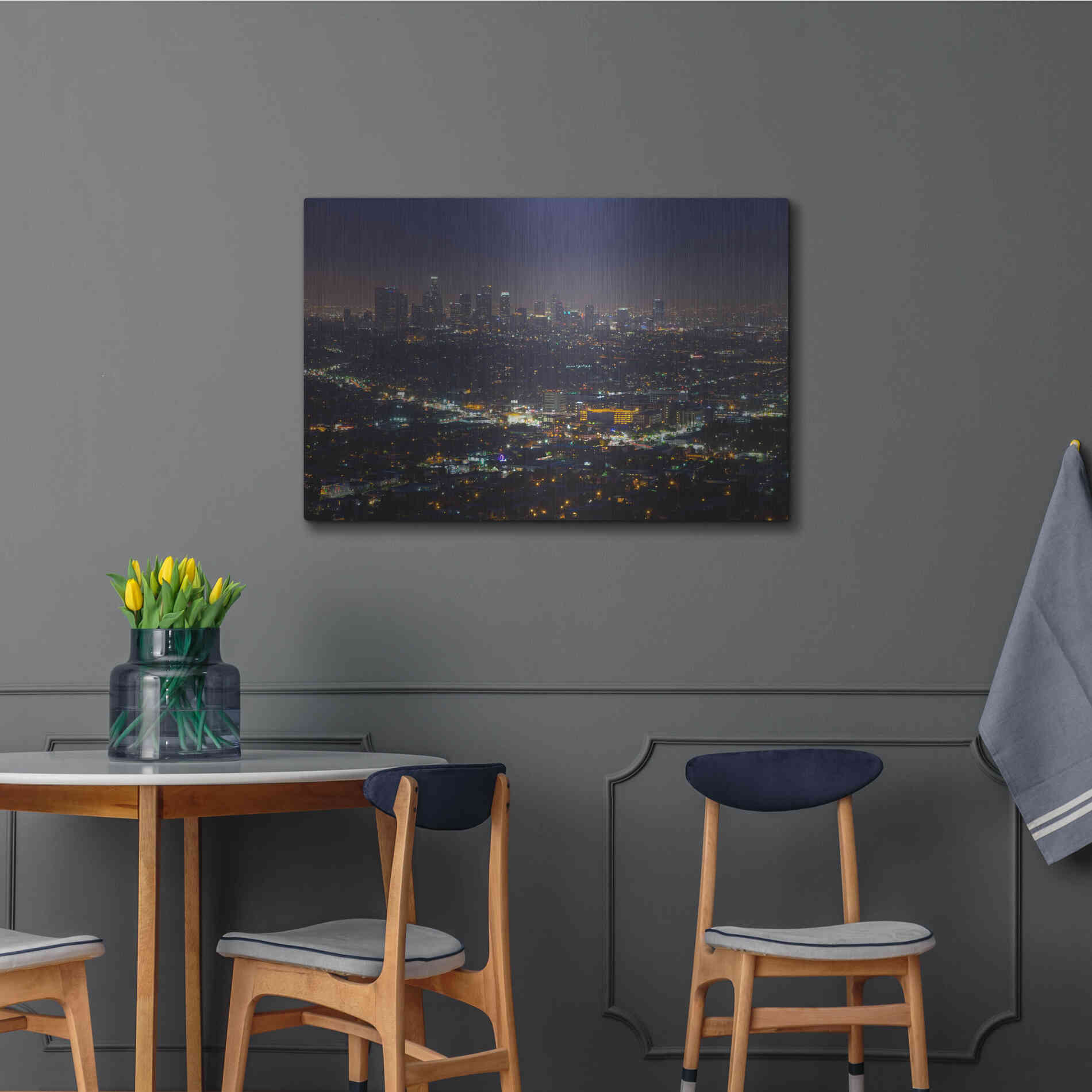 Luxe Metal Art 'LA Skyline' by Chris Moyer, Metal Wall Art,36x24