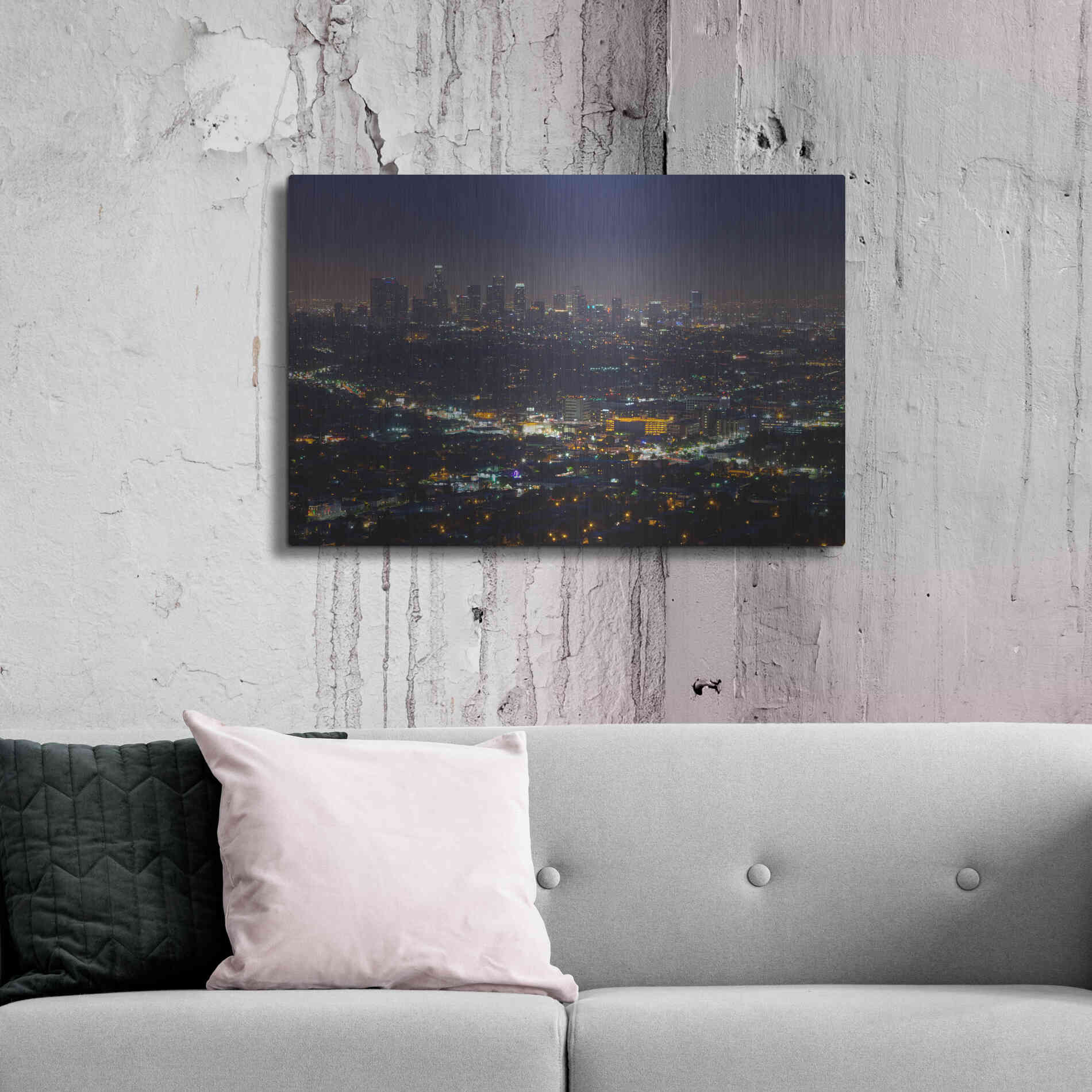 Luxe Metal Art 'LA Skyline' by Chris Moyer, Metal Wall Art,36x24