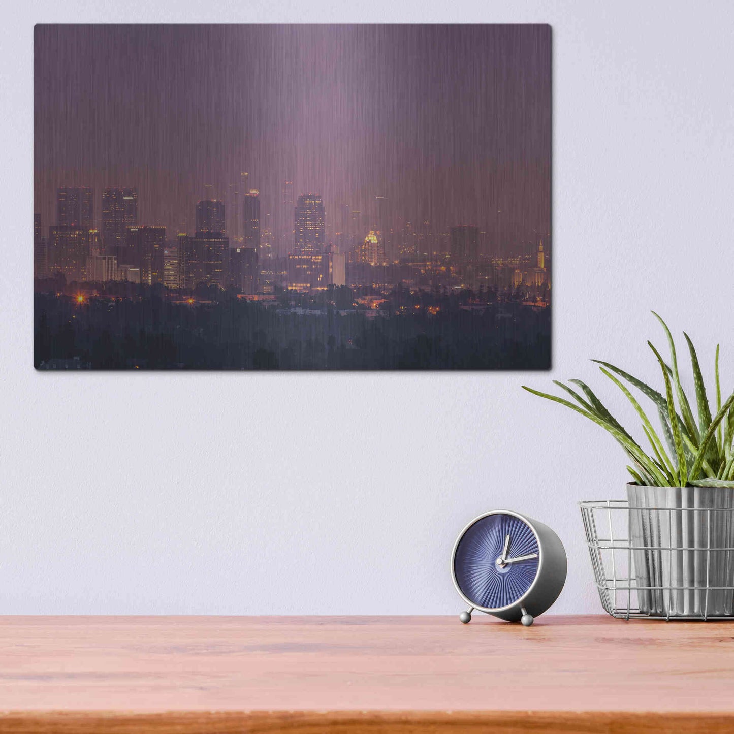 Luxe Metal Art 'LA's Early Morning Light' by Chris Moyer, Metal Wall Art,16x12