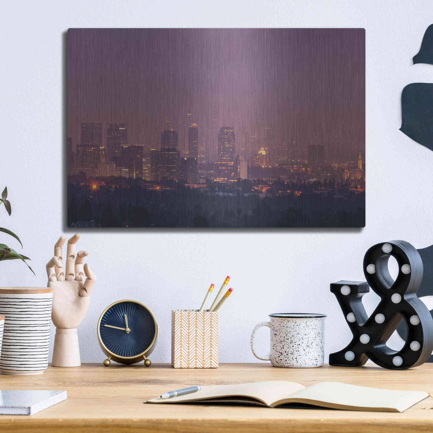 Luxe Metal Art 'LA's Early Morning Light' by Chris Moyer, Metal Wall Art,16x12