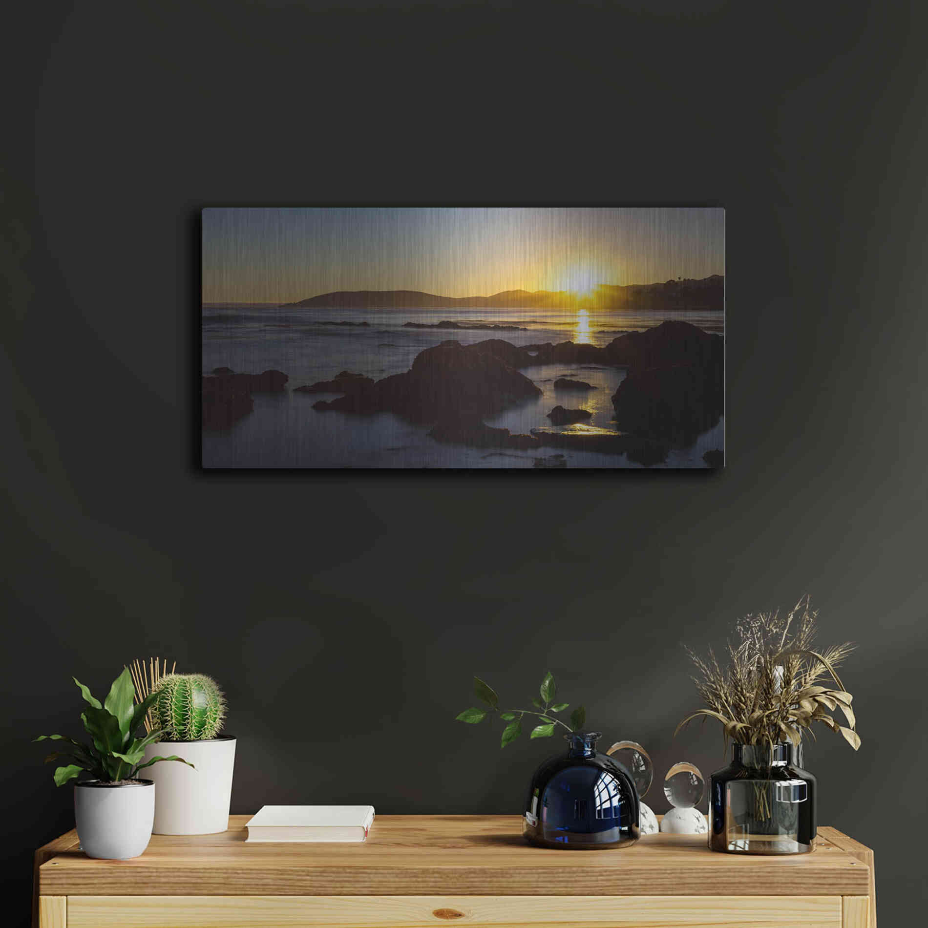 Luxe Metal Art 'Pismo Sunset' by Chris Moyer, Metal Wall Art,24x12