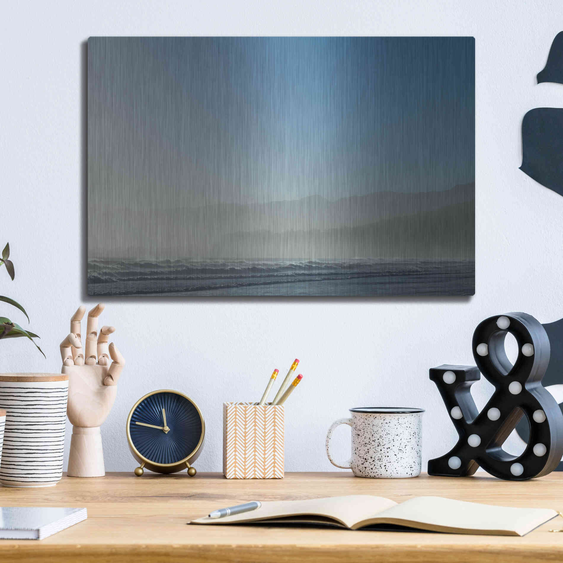 Luxe Metal Art 'Relax in Blue' by Chris Moyer, Metal Wall Art,16x12