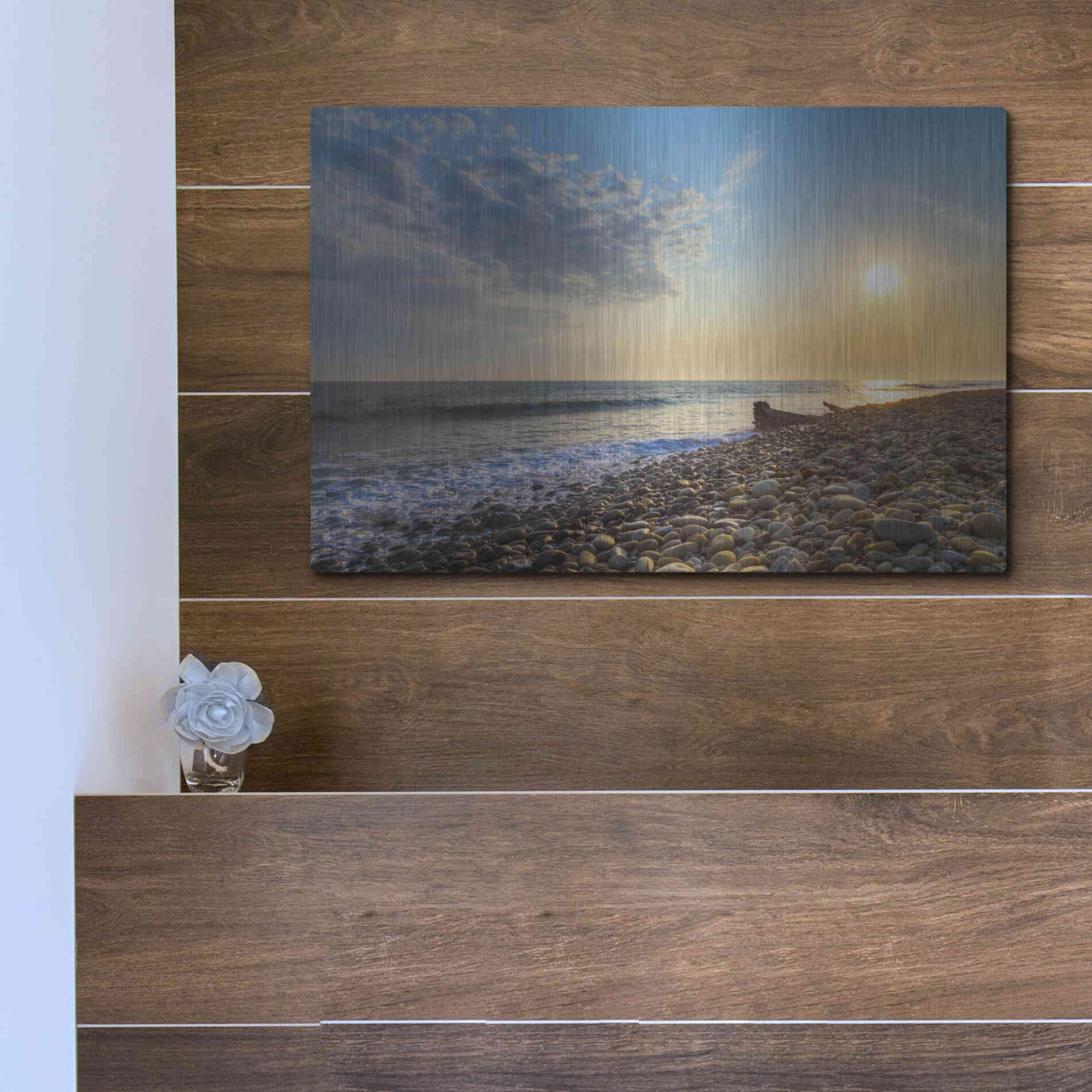 Luxe Metal Art 'Rockin Sunset' by Chris Moyer, Metal Wall Art,16x12