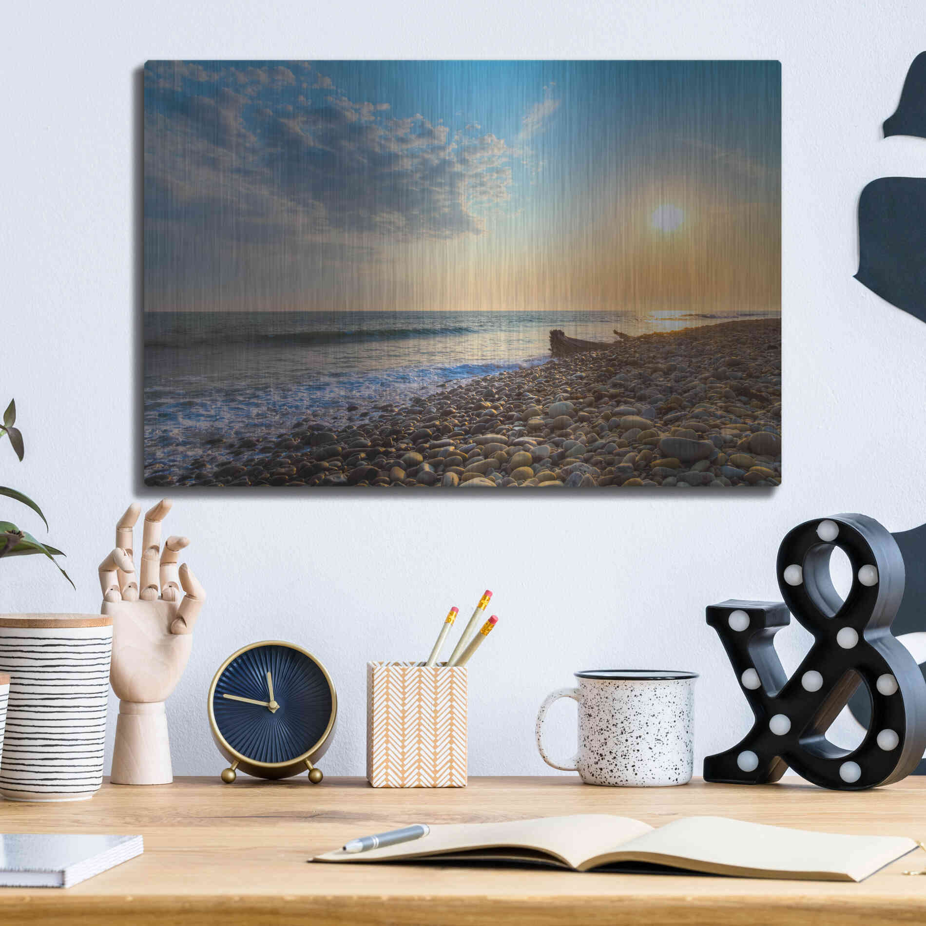 Luxe Metal Art 'Rockin Sunset' by Chris Moyer, Metal Wall Art,16x12