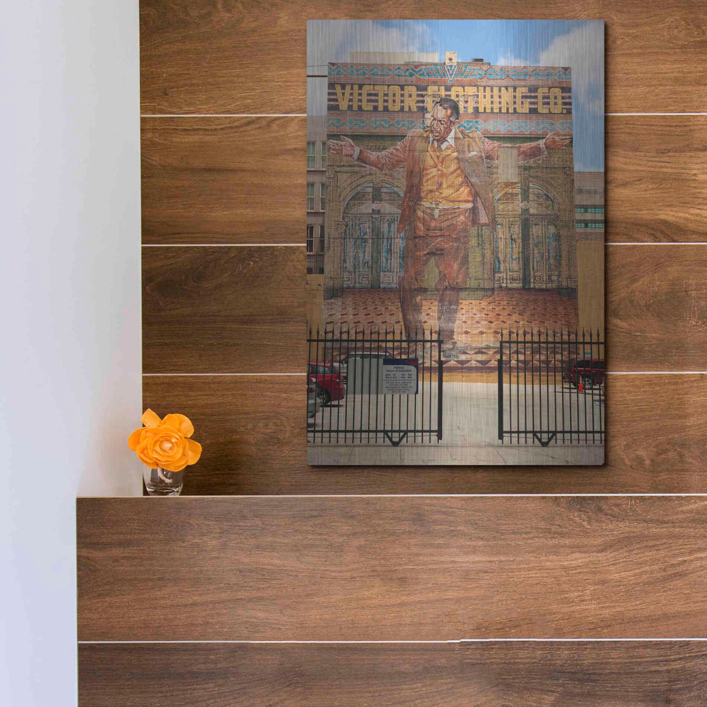 Luxe Metal Art 'Victor Clothing Co.' by Chris Moyer, Metal Wall Art,12x16