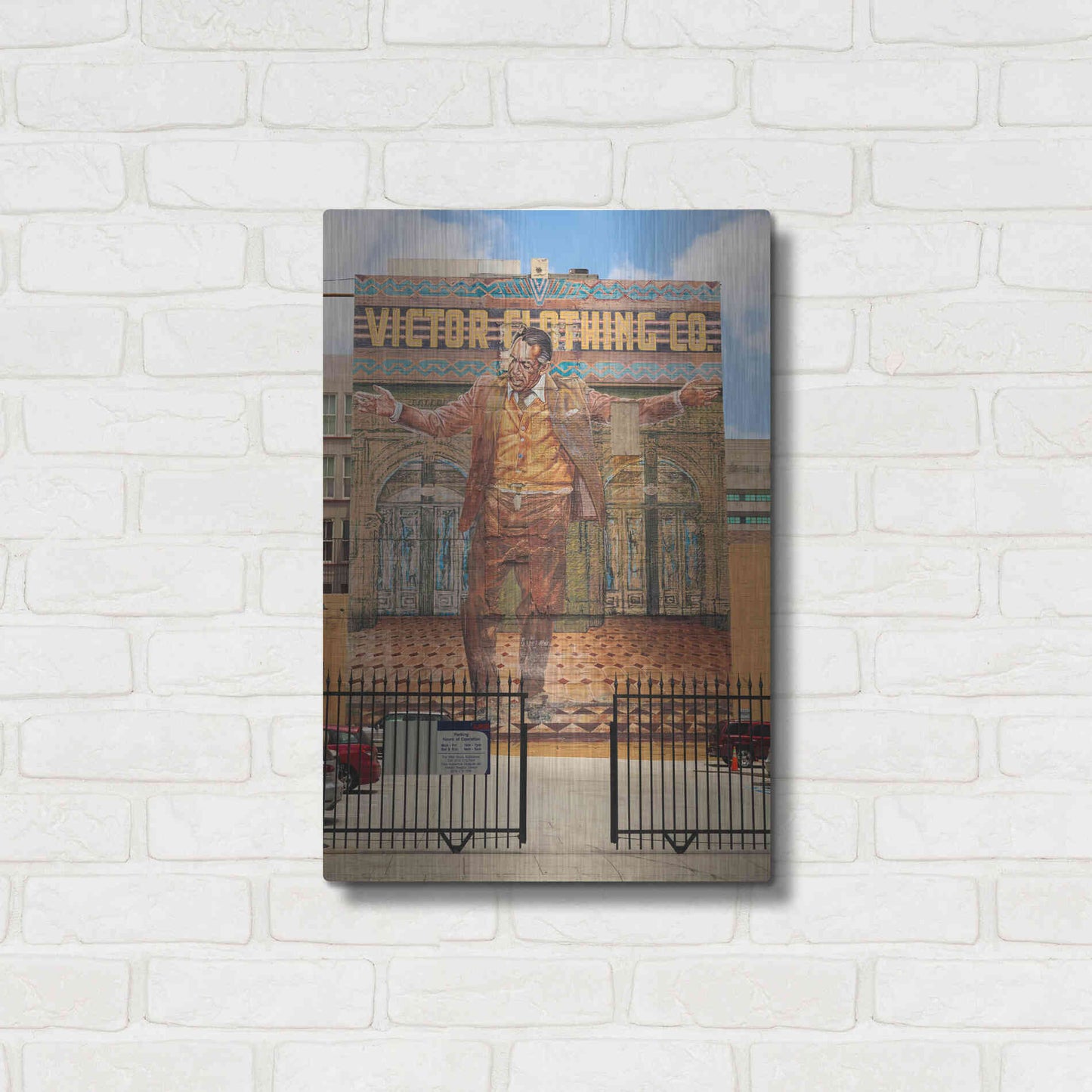 Luxe Metal Art 'Victor Clothing Co.' by Chris Moyer, Metal Wall Art,16x24