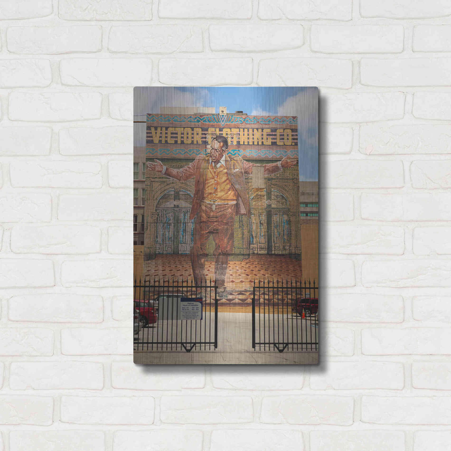 Luxe Metal Art 'Victor Clothing Co.' by Chris Moyer, Metal Wall Art,16x24