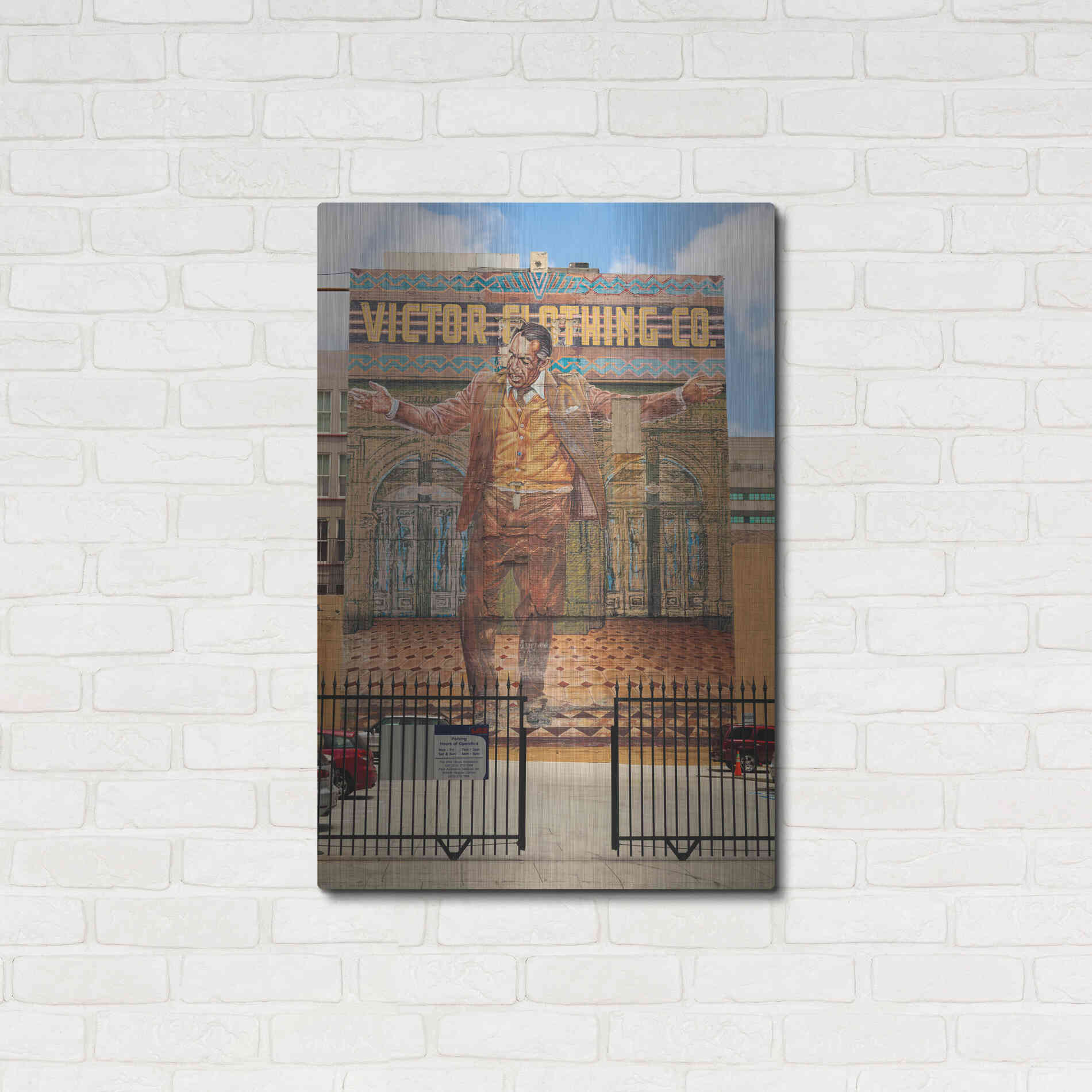 Luxe Metal Art 'Victor Clothing Co.' by Chris Moyer, Metal Wall Art,24x36