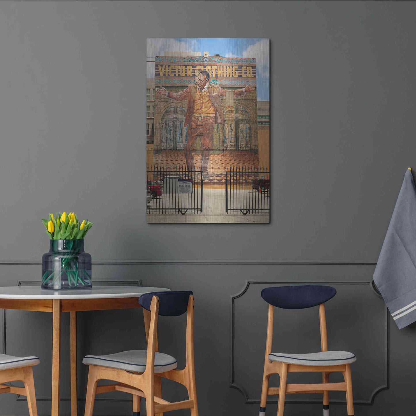 Luxe Metal Art 'Victor Clothing Co.' by Chris Moyer, Metal Wall Art,24x36