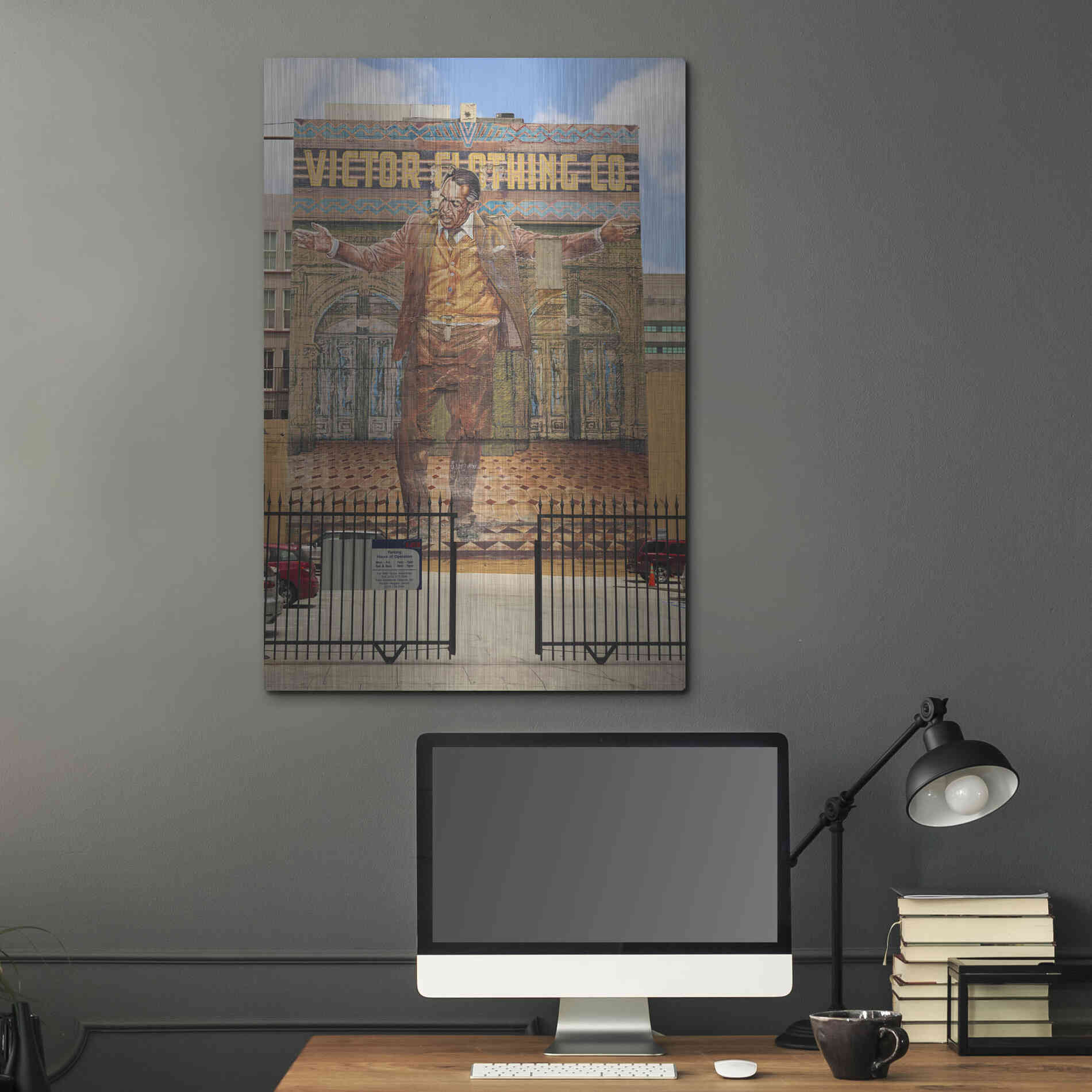 Luxe Metal Art 'Victor Clothing Co.' by Chris Moyer, Metal Wall Art,24x36