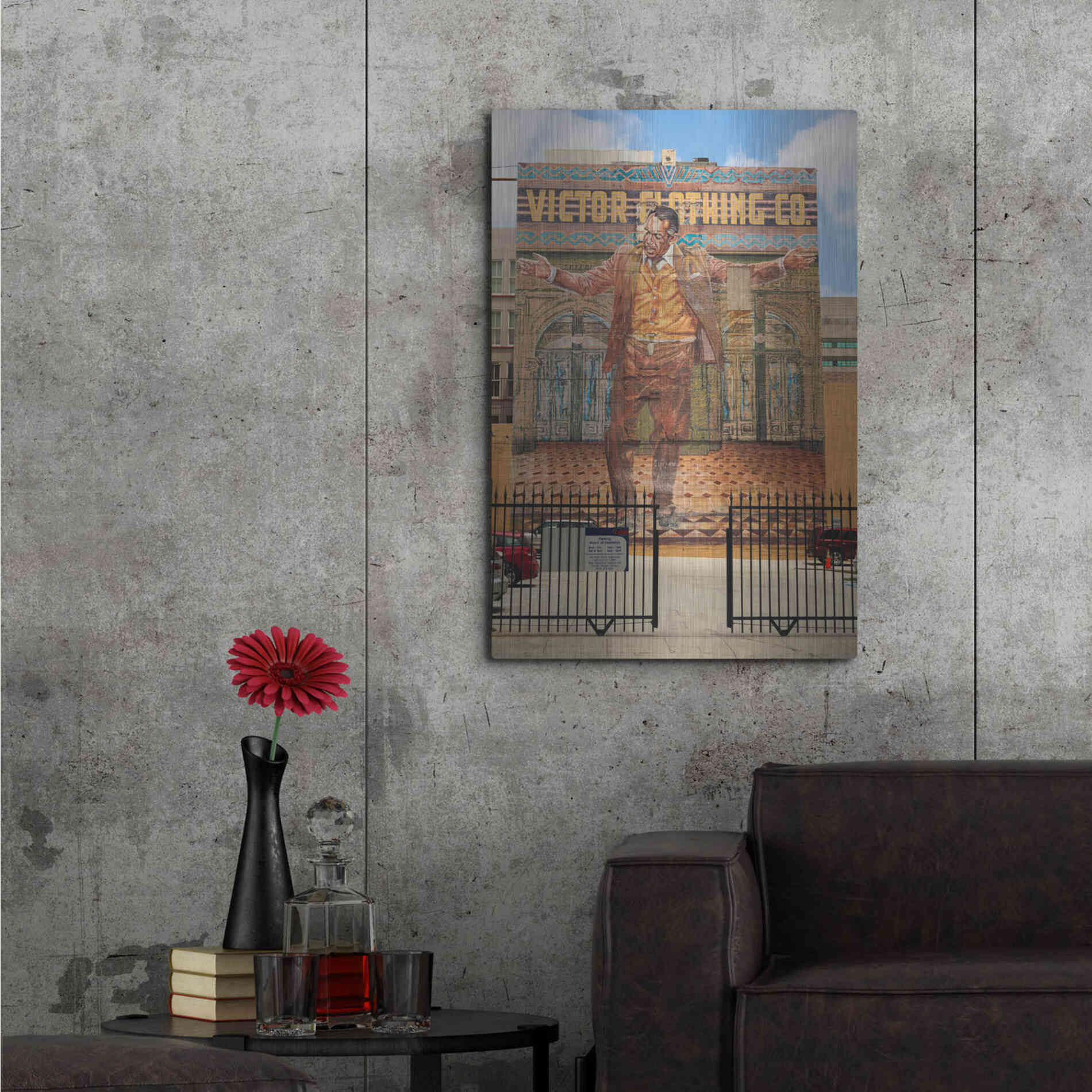 Luxe Metal Art 'Victor Clothing Co.' by Chris Moyer, Metal Wall Art,24x36