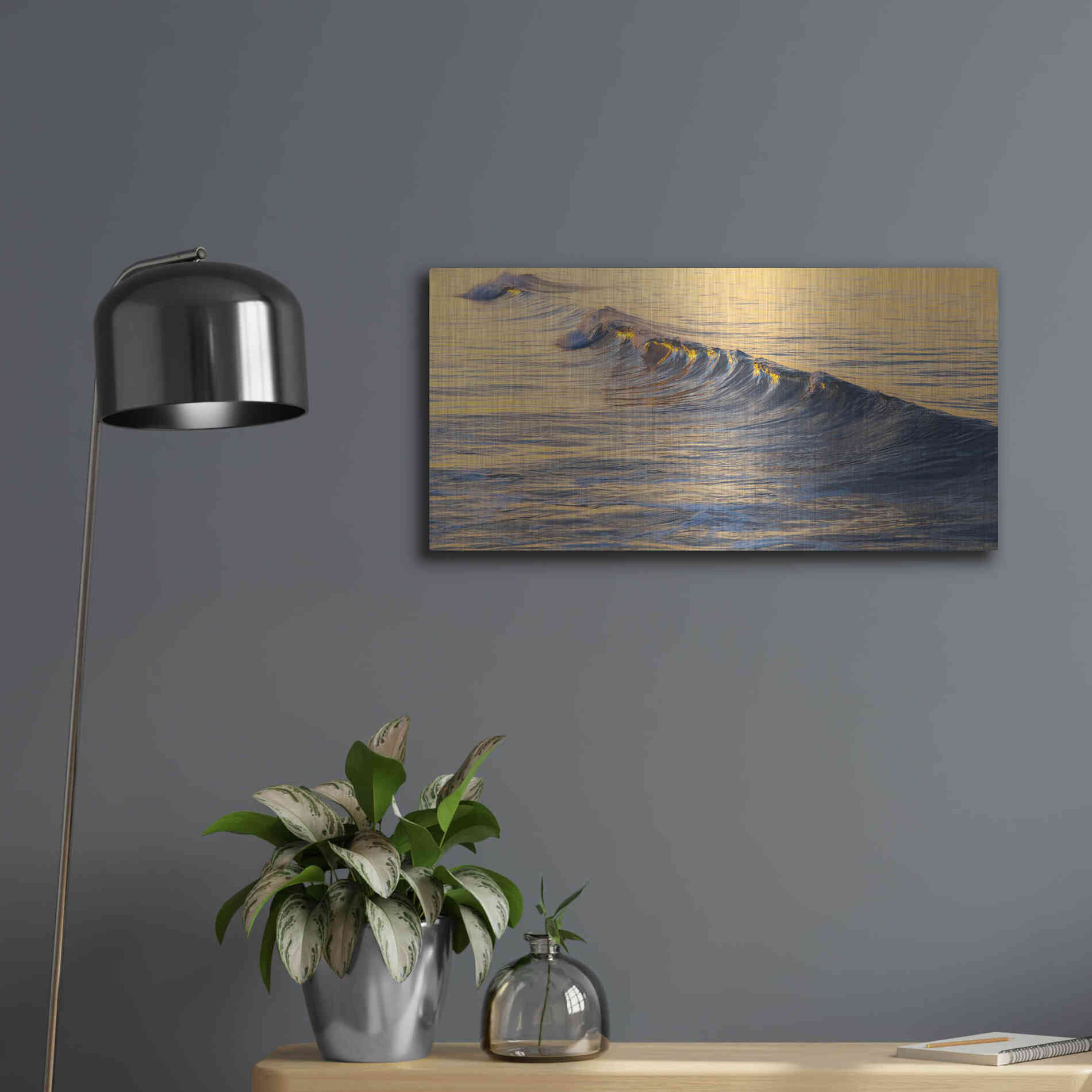 Luxe Metal Art 'Warm Curl' by Chris Moyer, Metal Wall Art,24x12