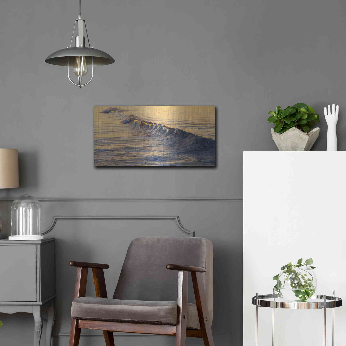 Luxe Metal Art 'Warm Curl' by Chris Moyer, Metal Wall Art,24x12