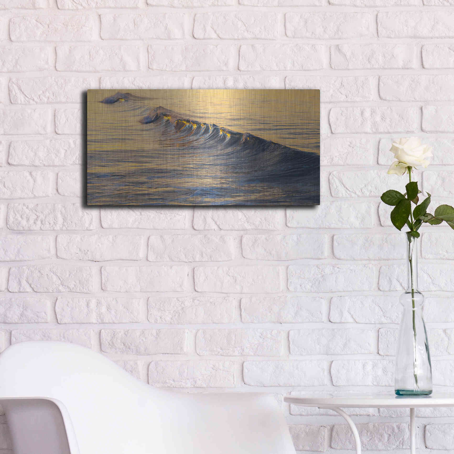 Luxe Metal Art 'Warm Curl' by Chris Moyer, Metal Wall Art,24x12