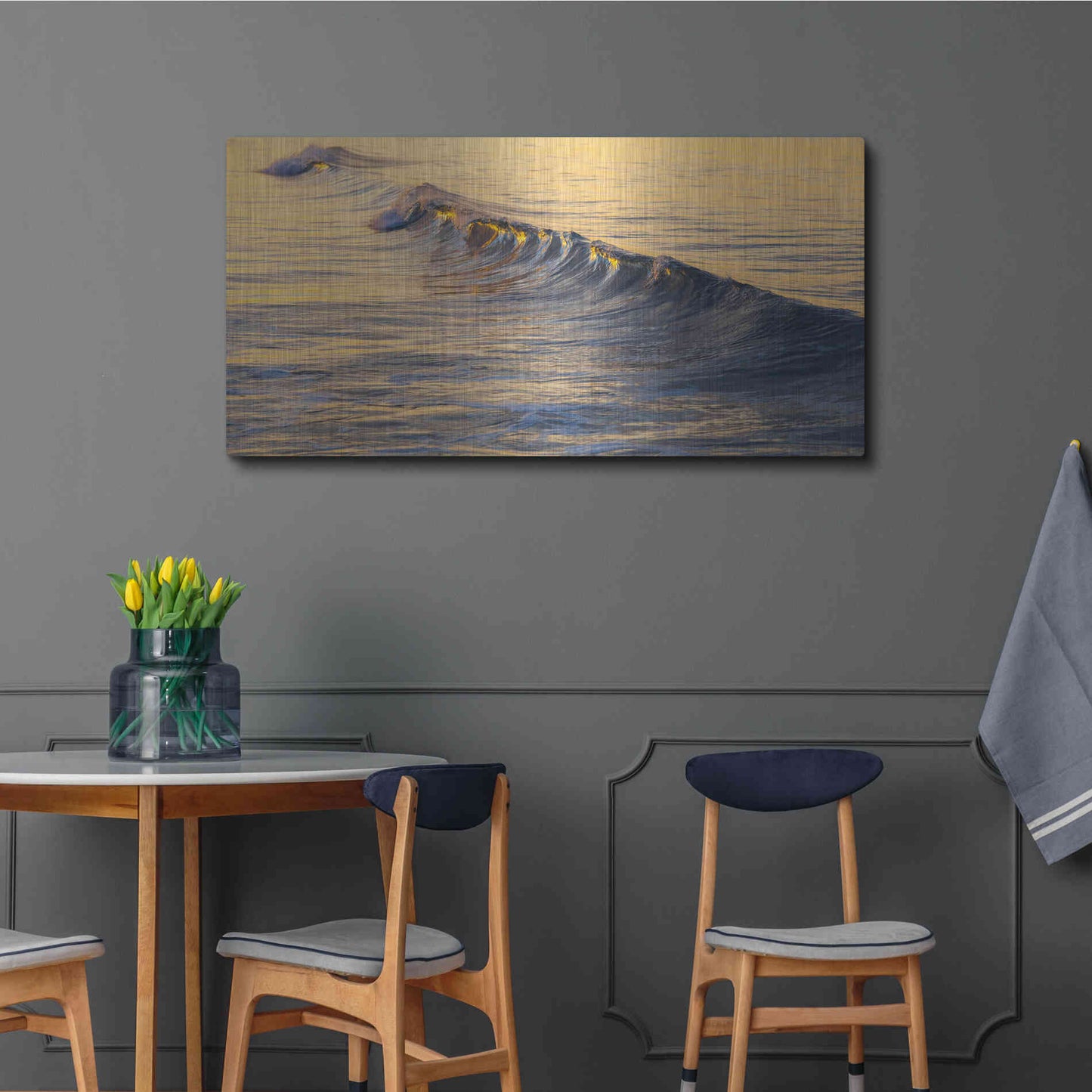 Luxe Metal Art 'Warm Curl' by Chris Moyer, Metal Wall Art,48x24