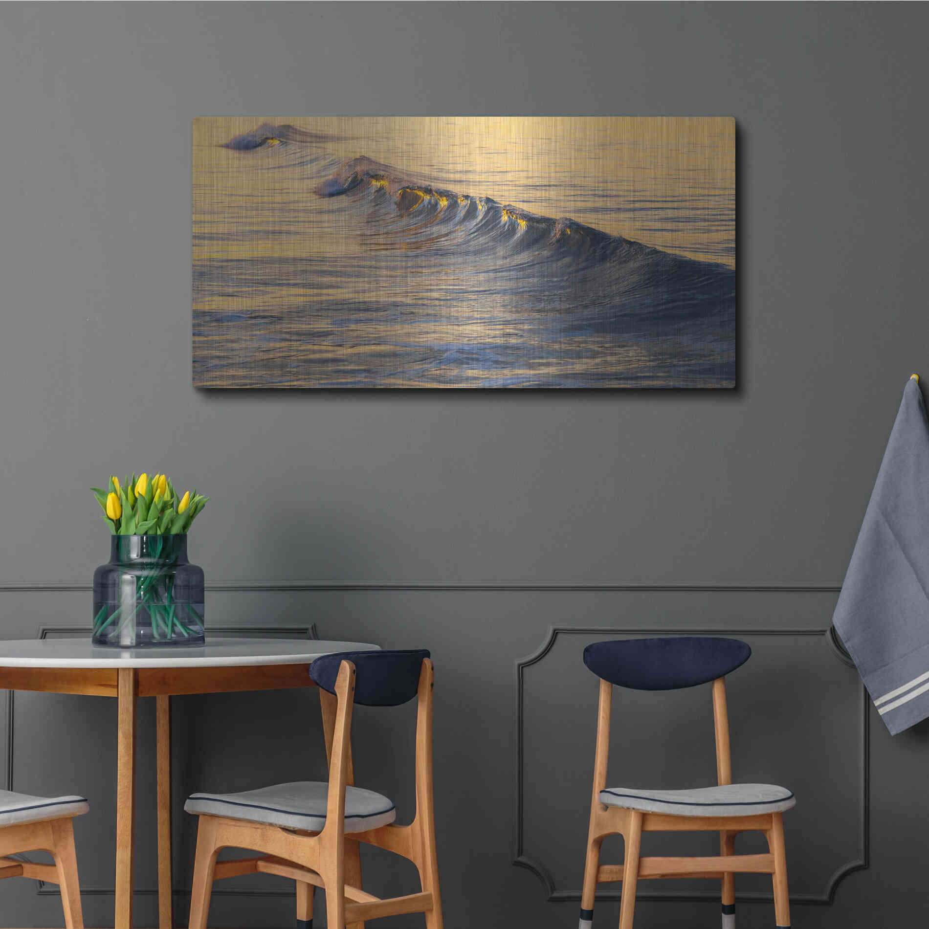 Luxe Metal Art 'Warm Curl' by Chris Moyer, Metal Wall Art,48x24